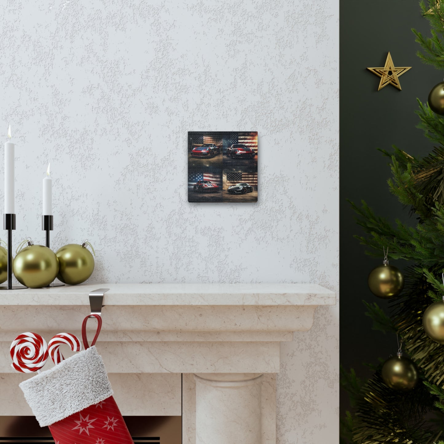 Canvas Gallery Wraps American Flag Background Porsche 5