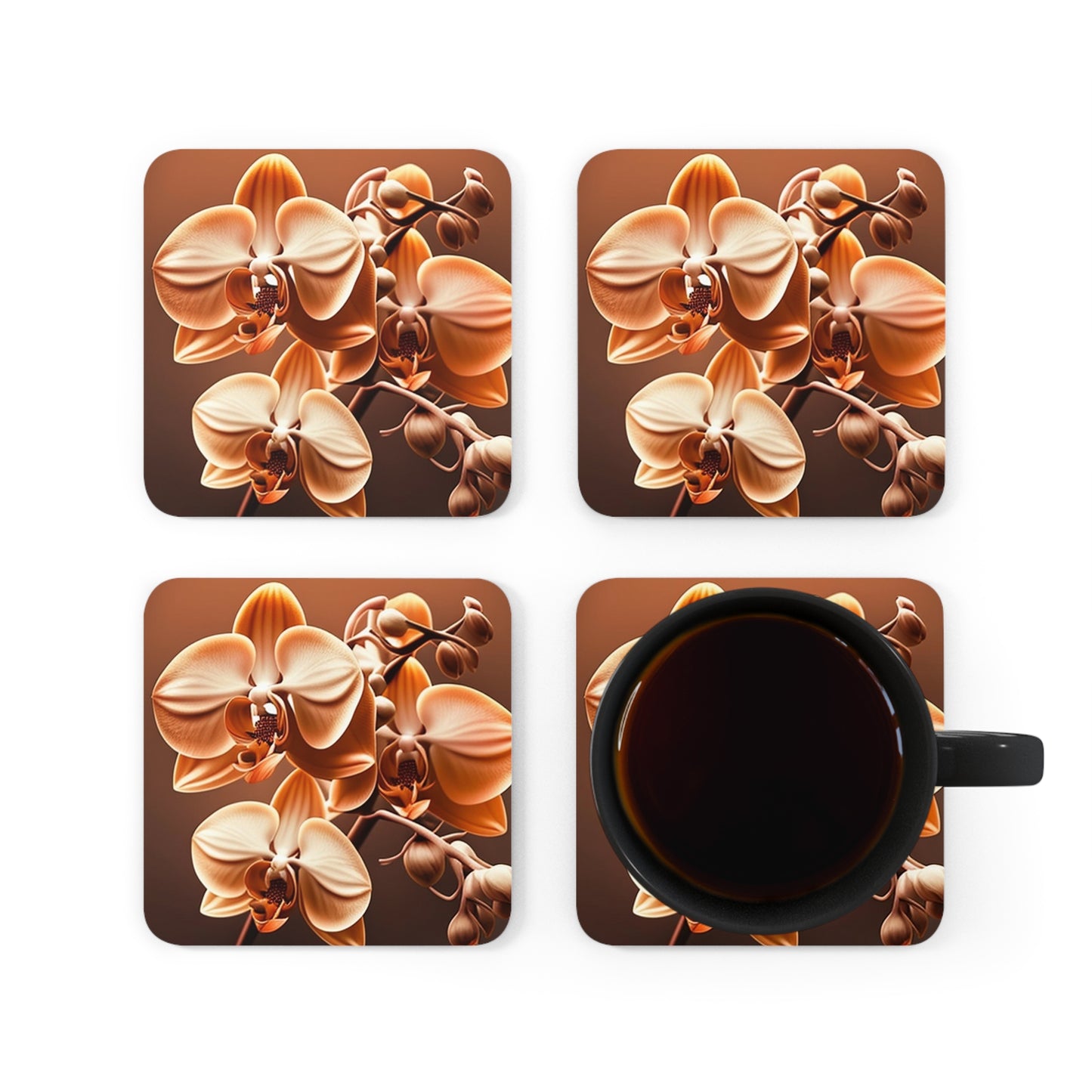 Corkwood Coaster Set orchid pedals 3