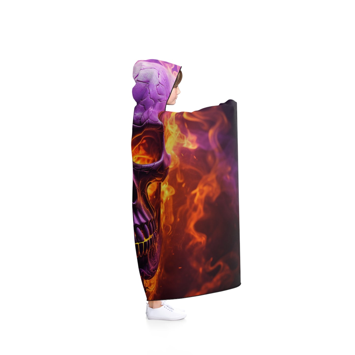 Hooded Blanket Skull Flames 3