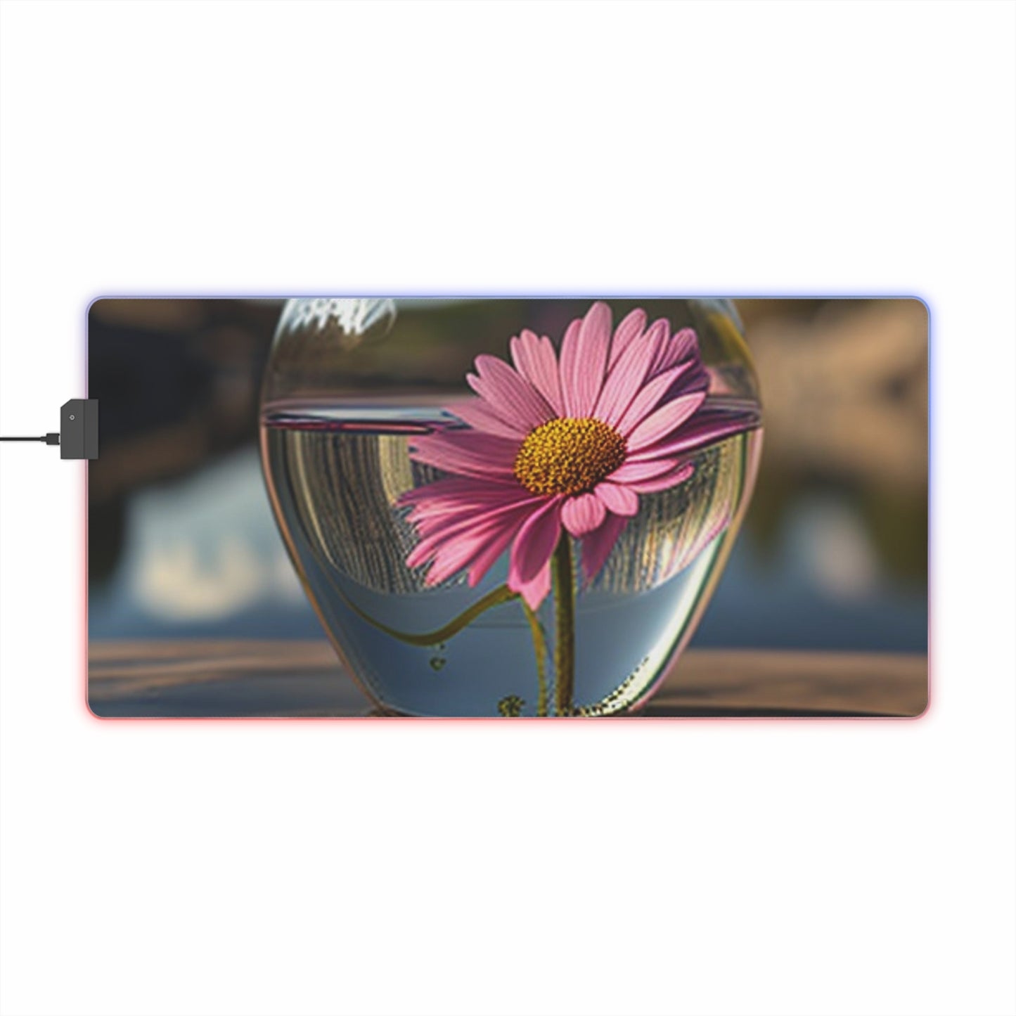 LED Gaming Mouse Pad Pink Daisy 3