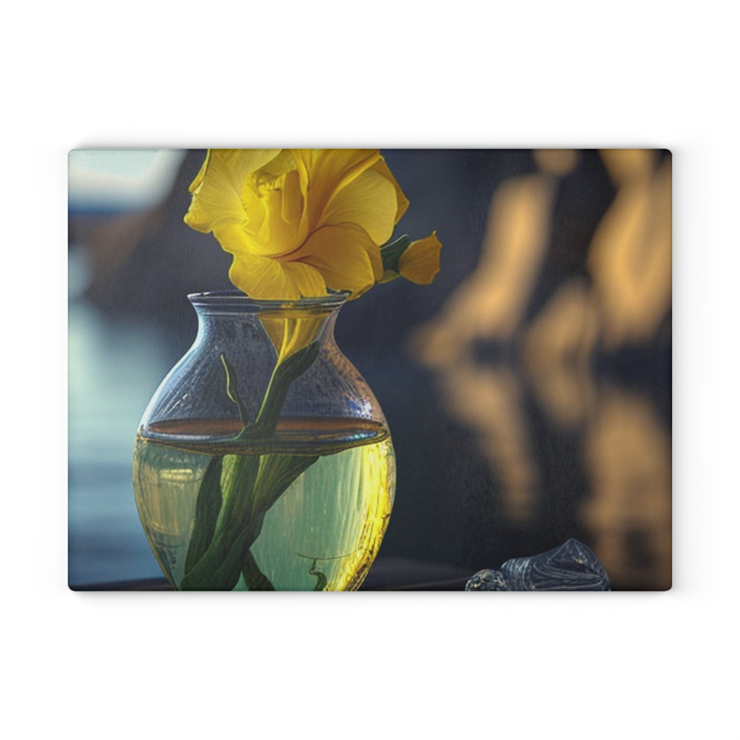 Glass Cutting Board Yellow Gladiolus glass 3