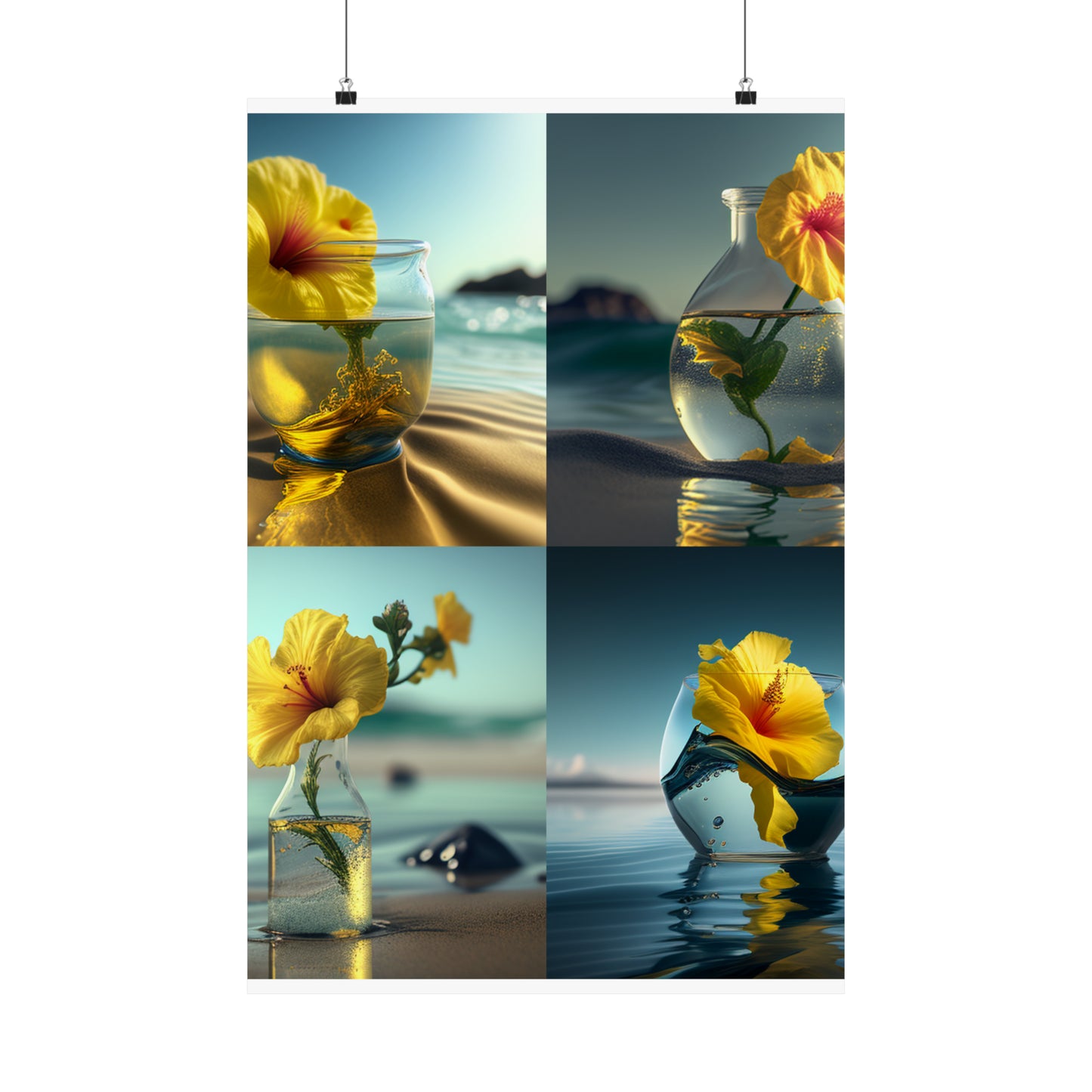 Premium Matte Vertical Posters Yellow Hibiscus glass 5