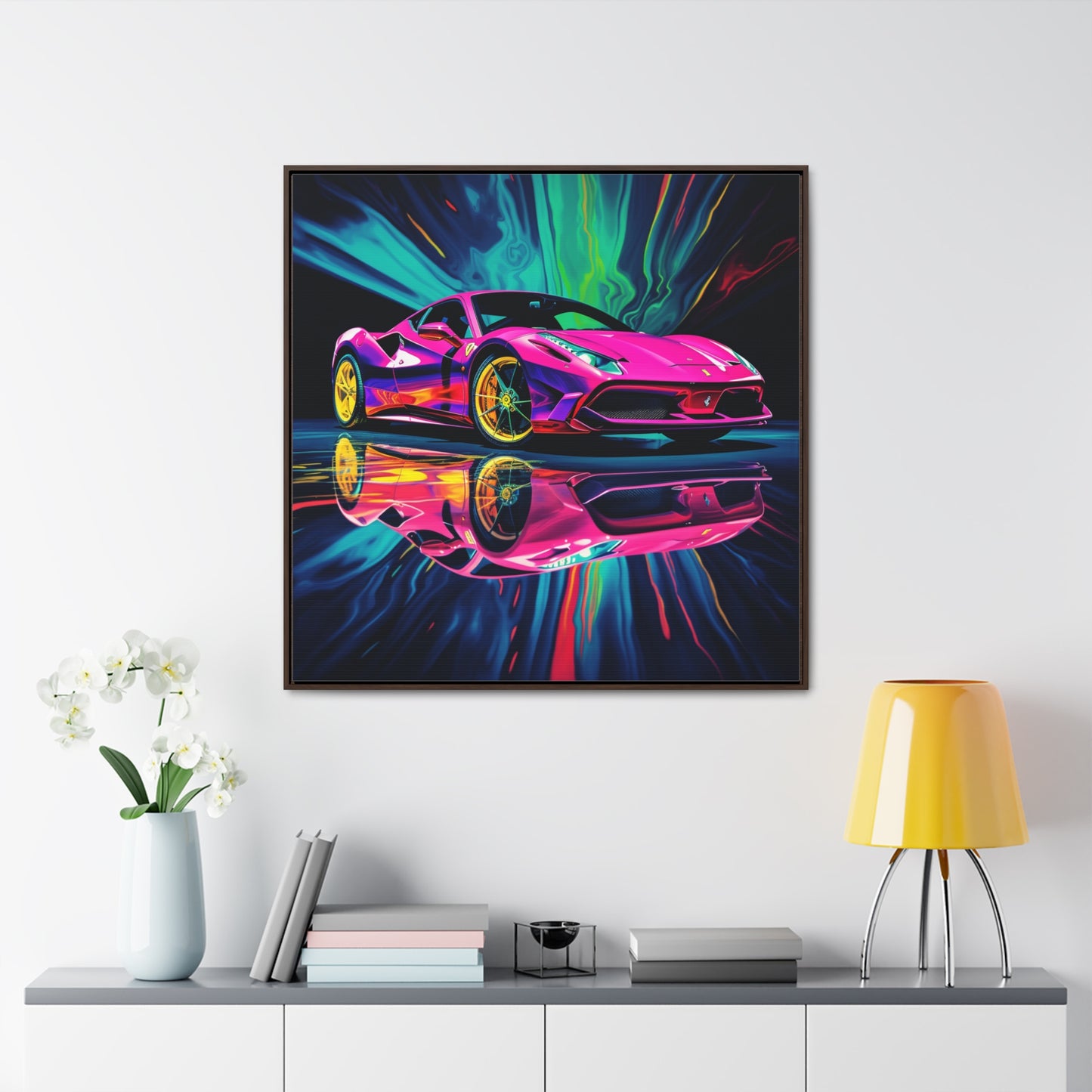 Gallery Canvas Wraps, Square Frame Pink Ferrari Macro 4