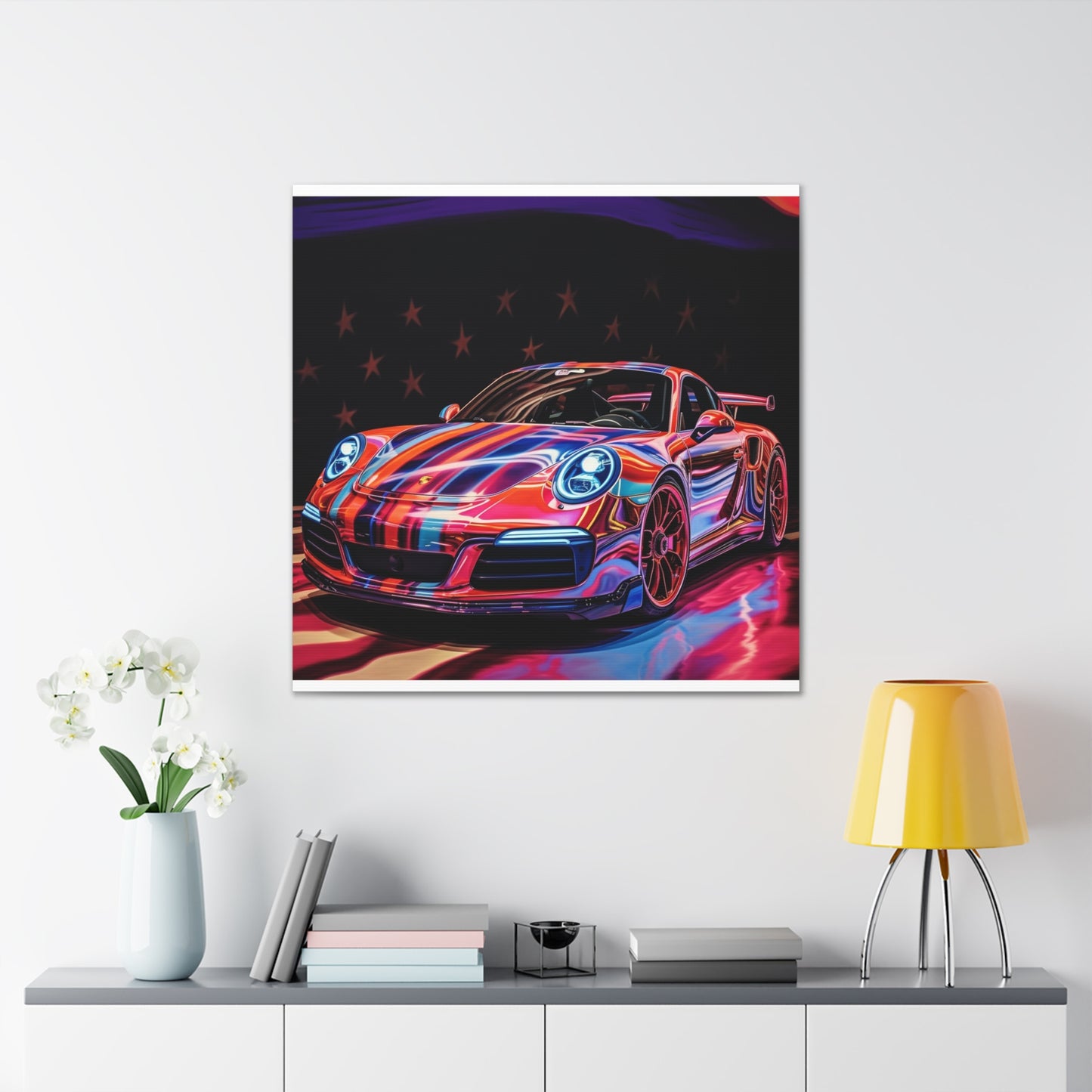 Canvas Gallery Wraps American Flag Colored Porsche 1