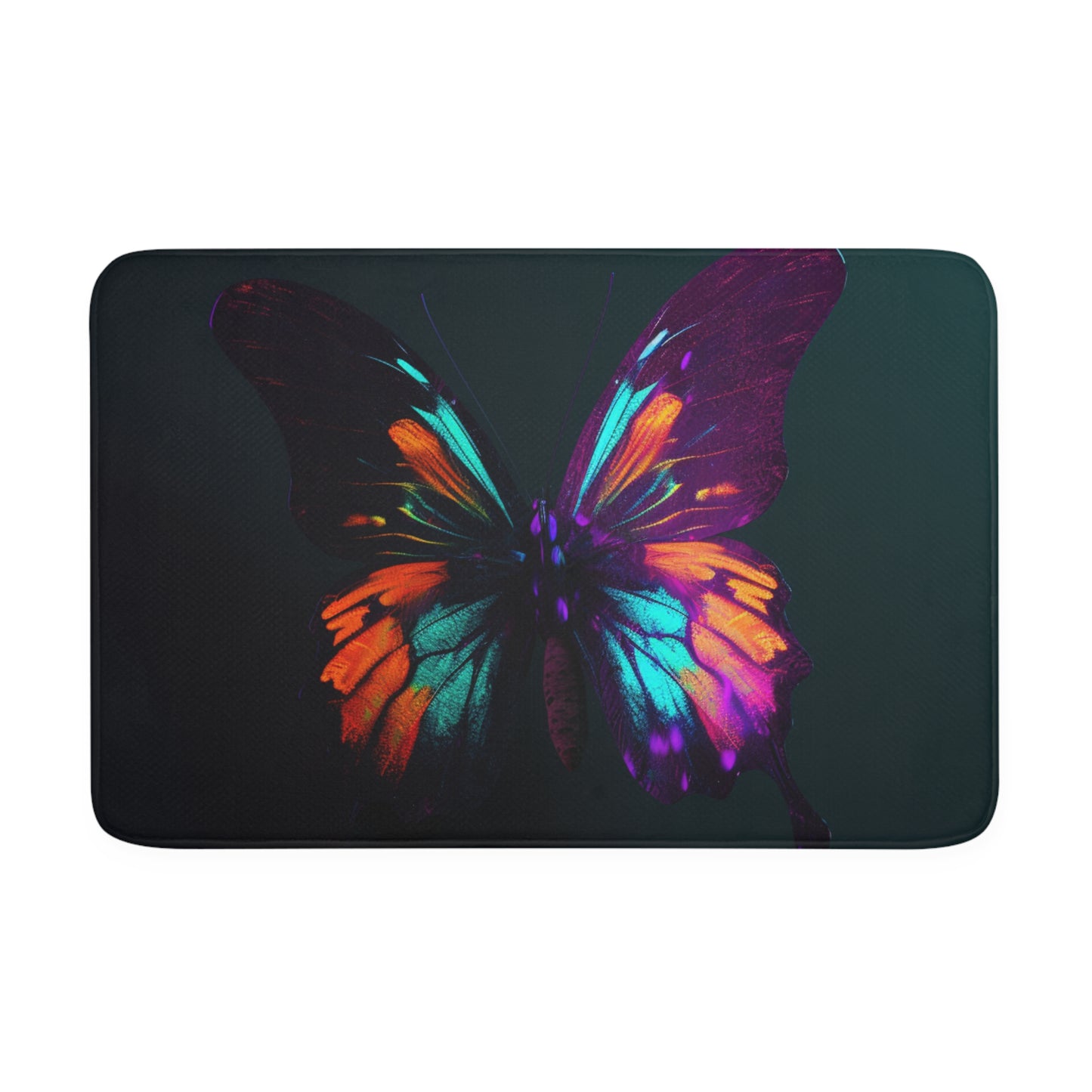 Memory Foam Bath Mat Hyper Colorful Butterfly Purple 4