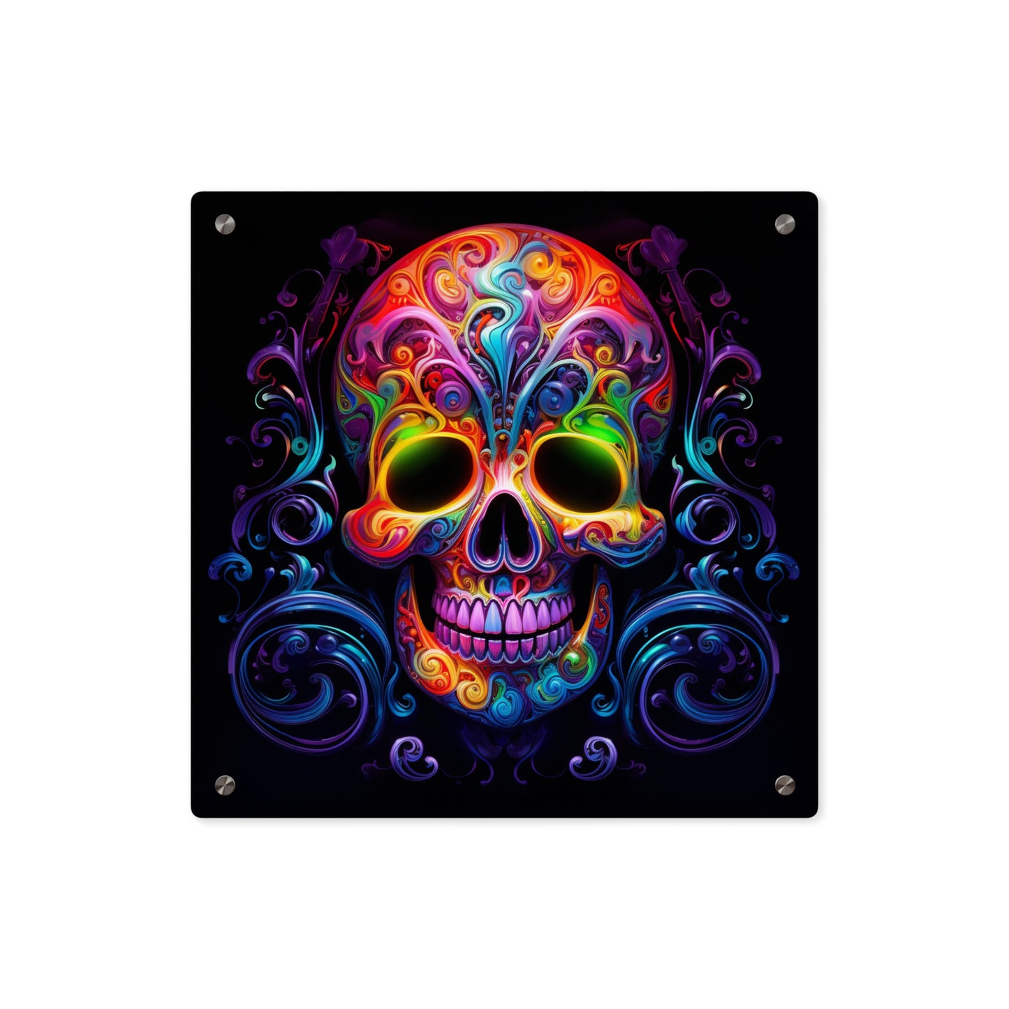 Acrylic Wall Art Panels Macro Skull Color 2