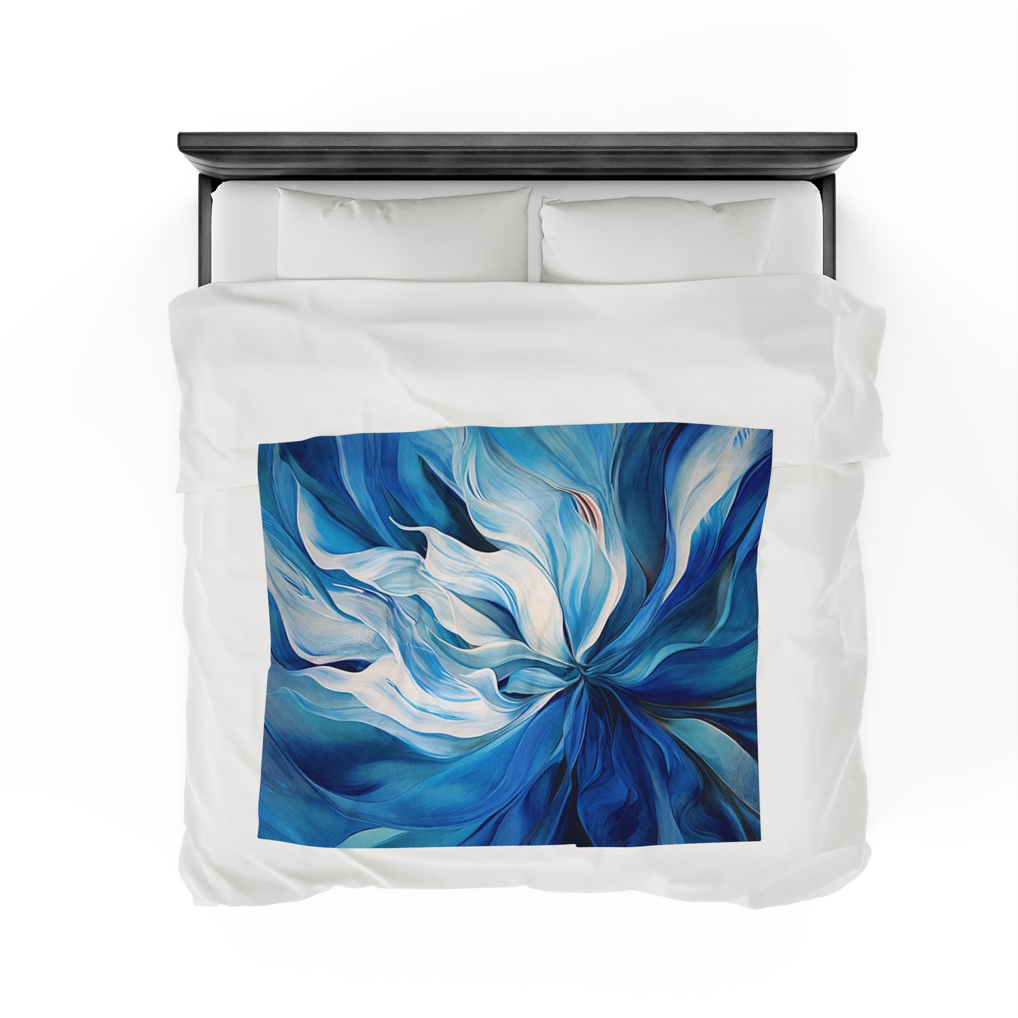 Velveteen Plush Blanket Blue Tluip Abstract 1