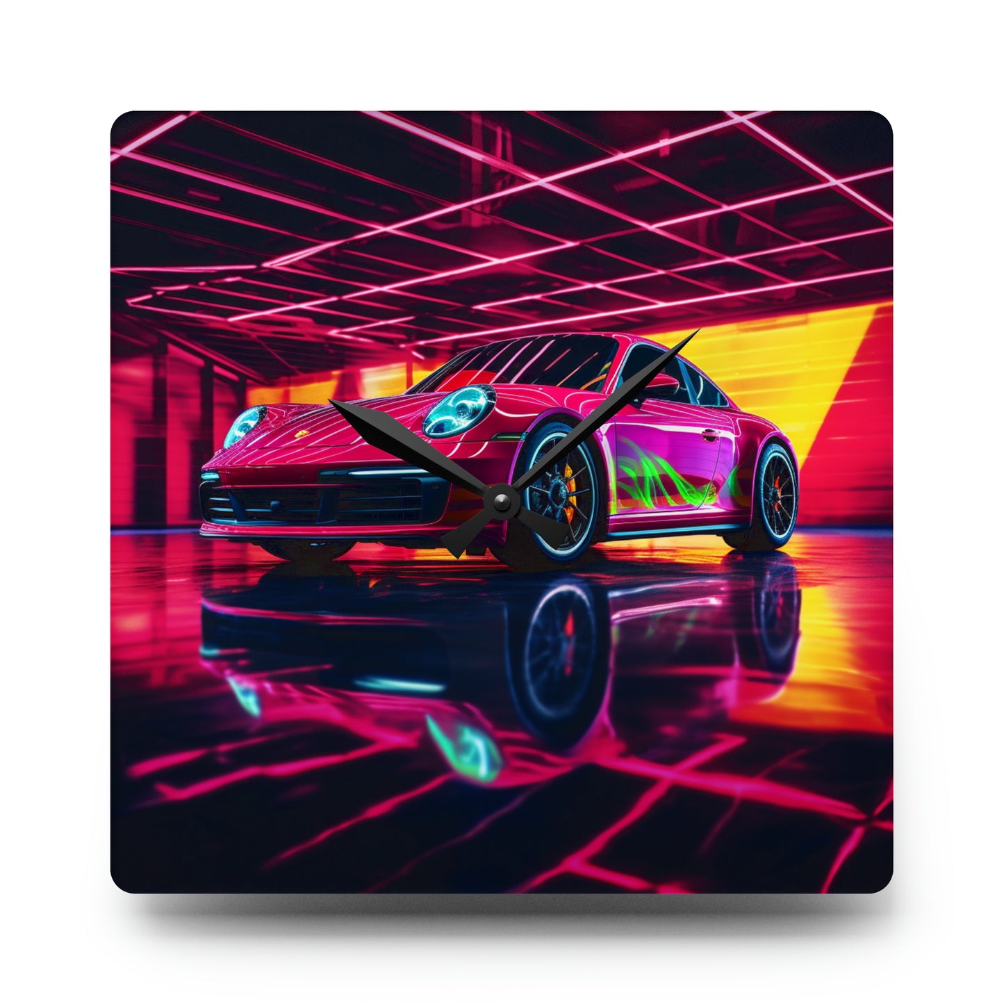 Acrylic Wall Clock Macro Porsche 3