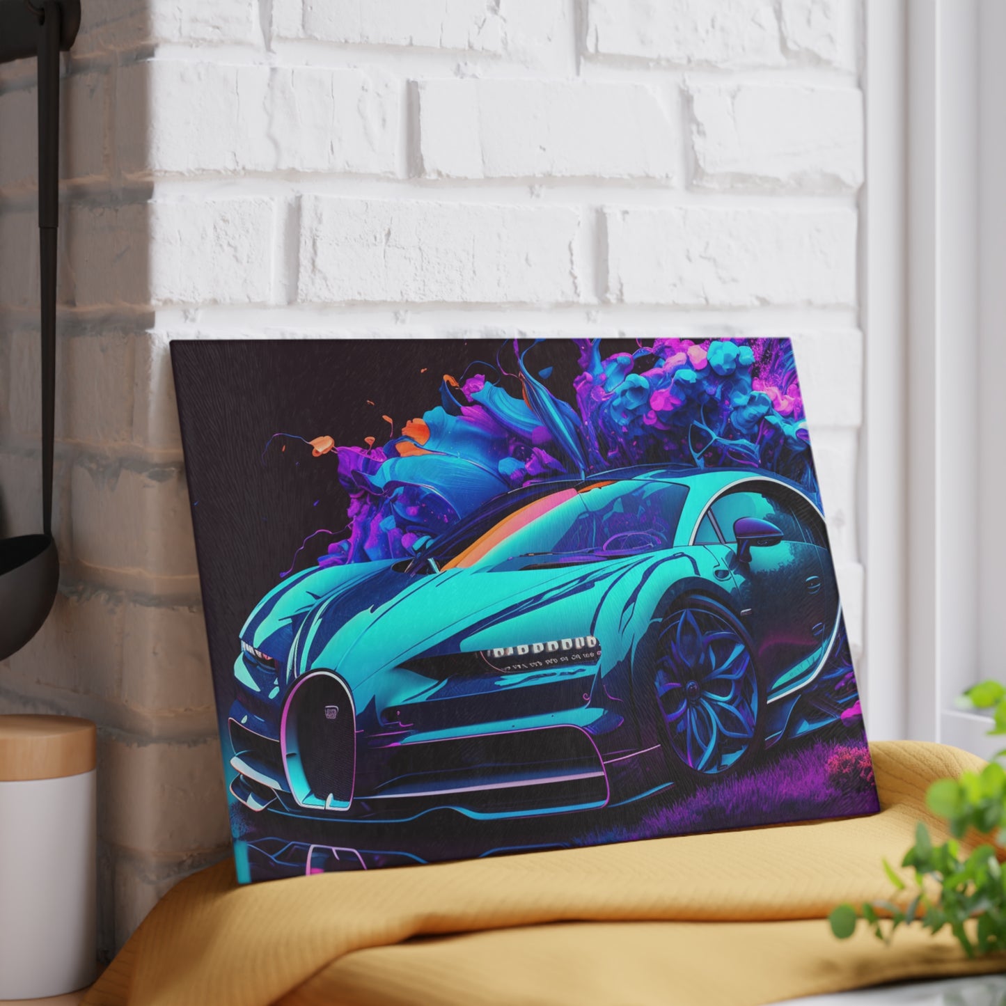 Glass Cutting Board Bugatti Neon Chiron 3