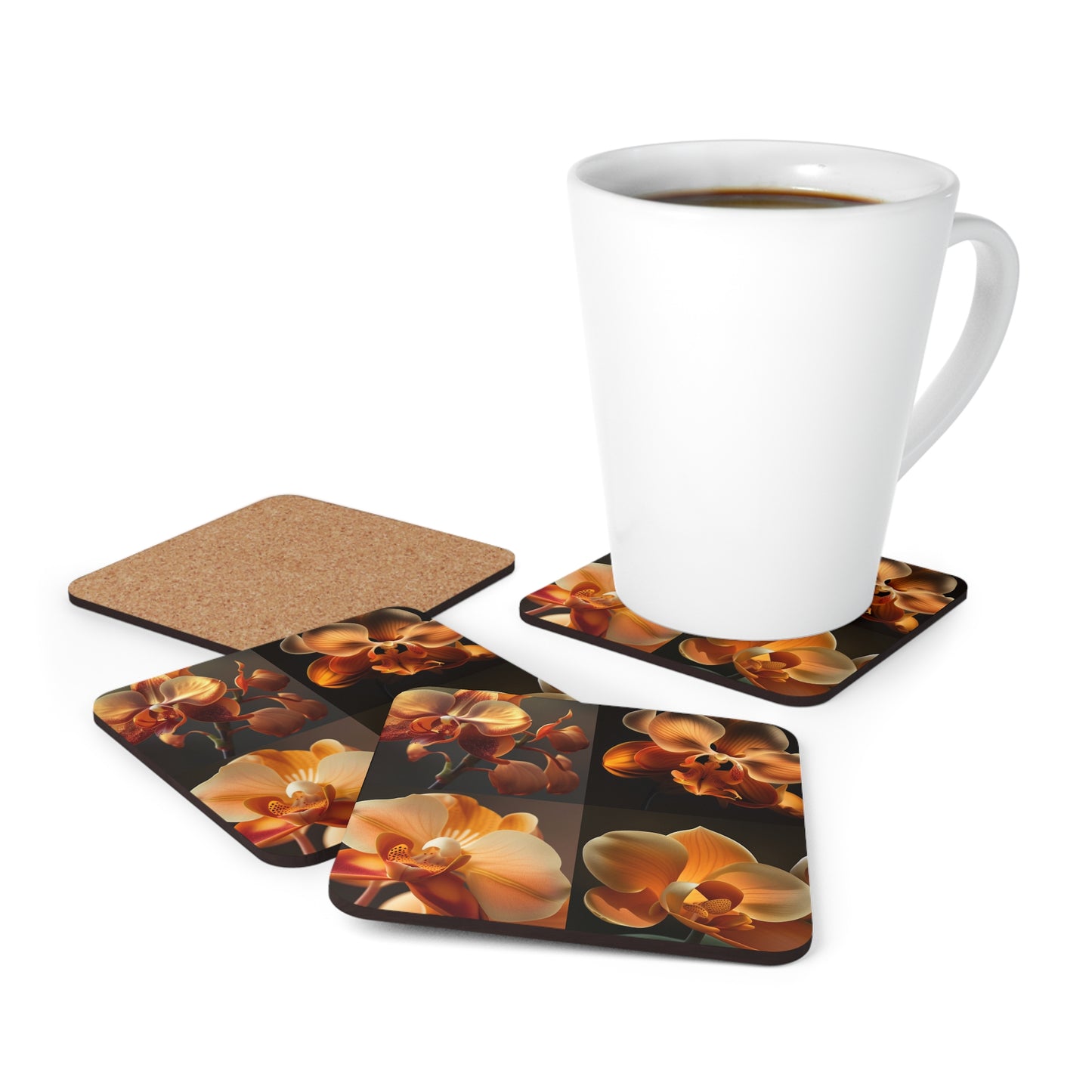 Corkwood Coaster Set Orange Orchid 5