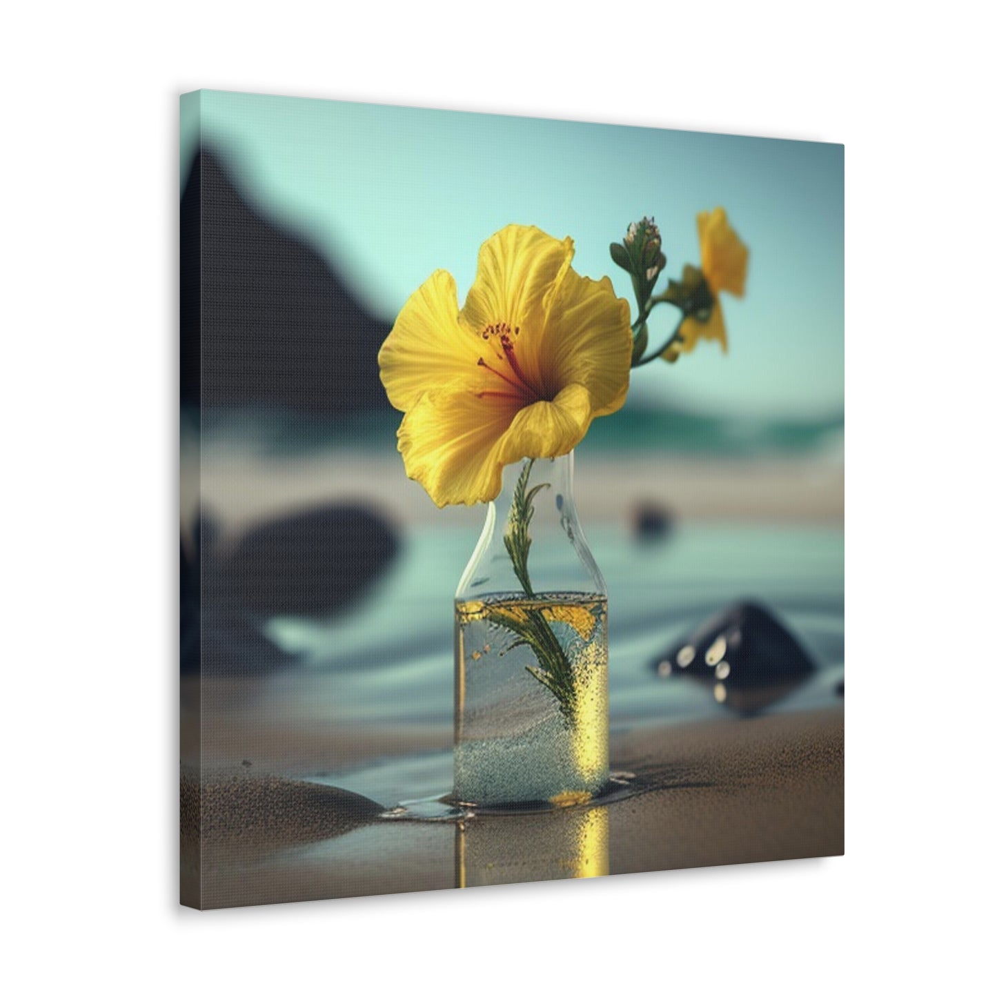 Canvas Gallery Wraps Yellow Hibiscus glass 3
