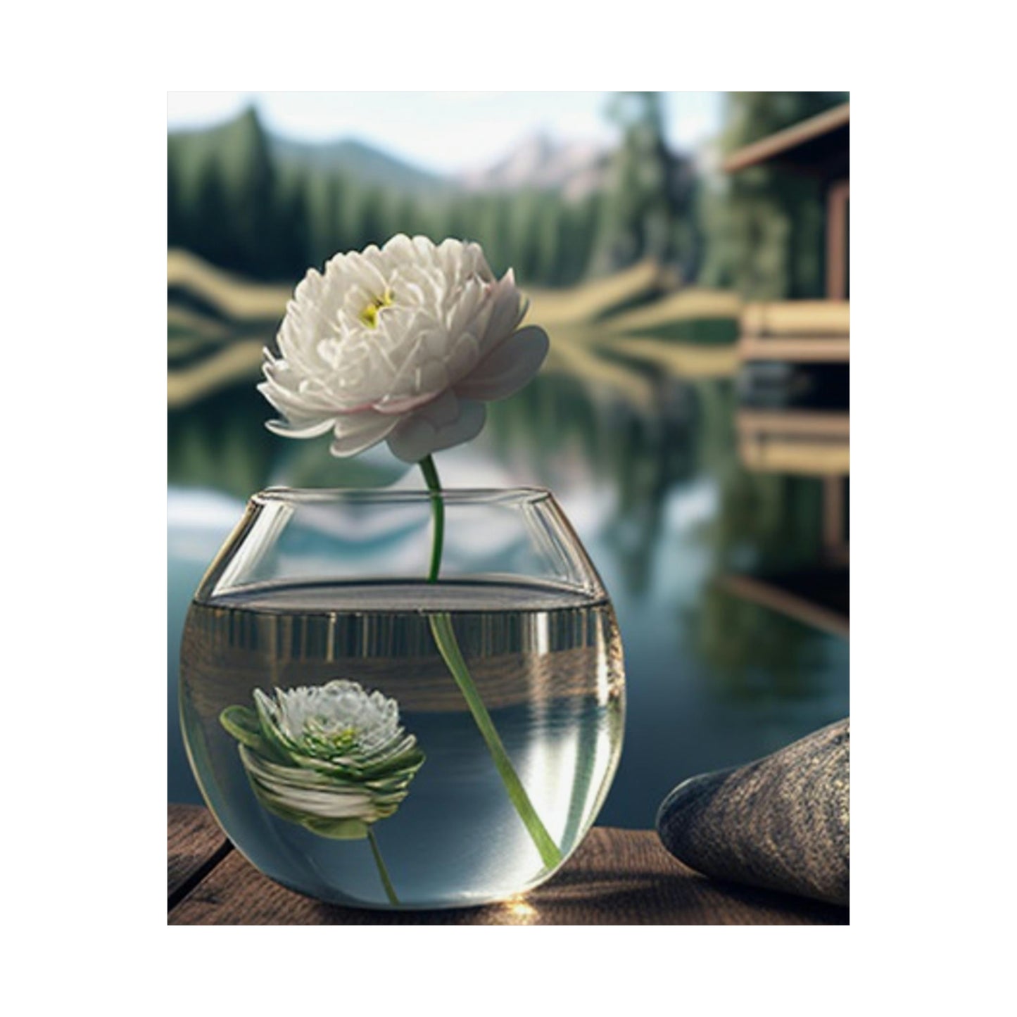 Premium Matte Vertical Posters White Peony glass vase 2