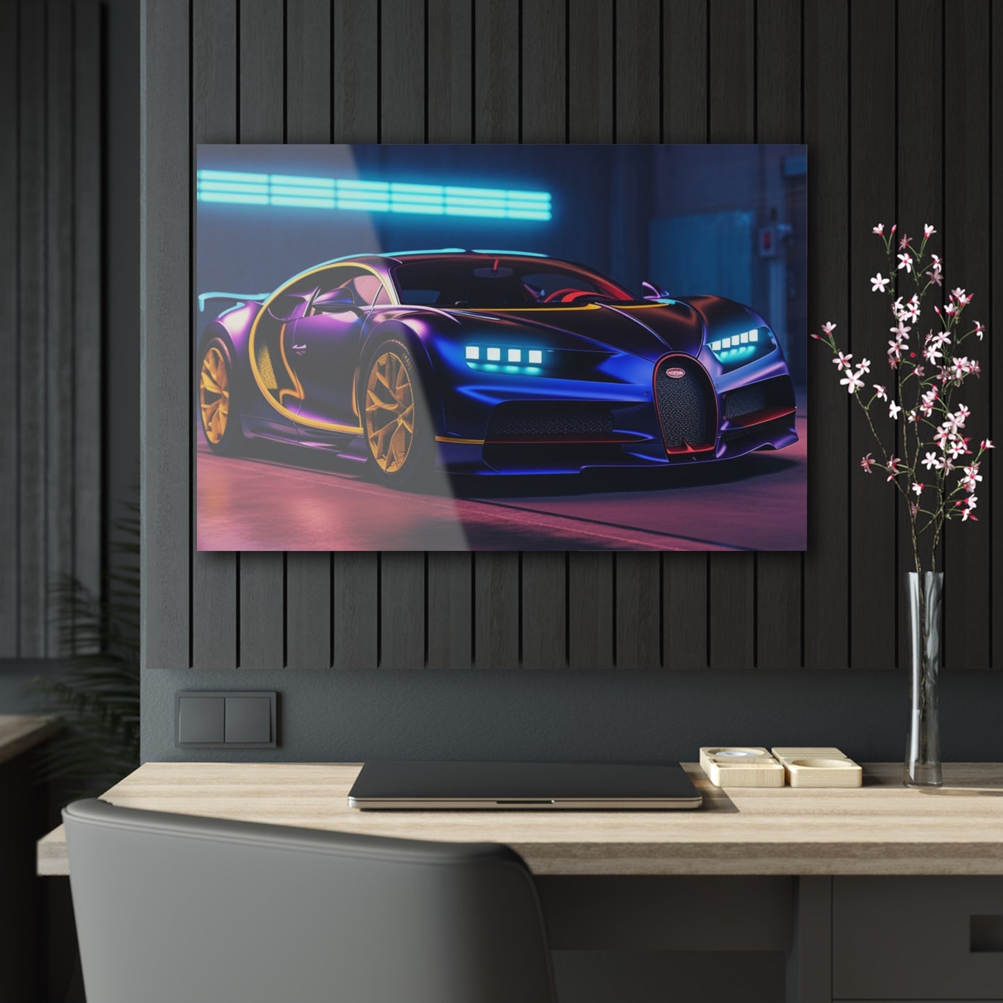 Acrylic Prints Hyper Bugatti Neon Chiron 4