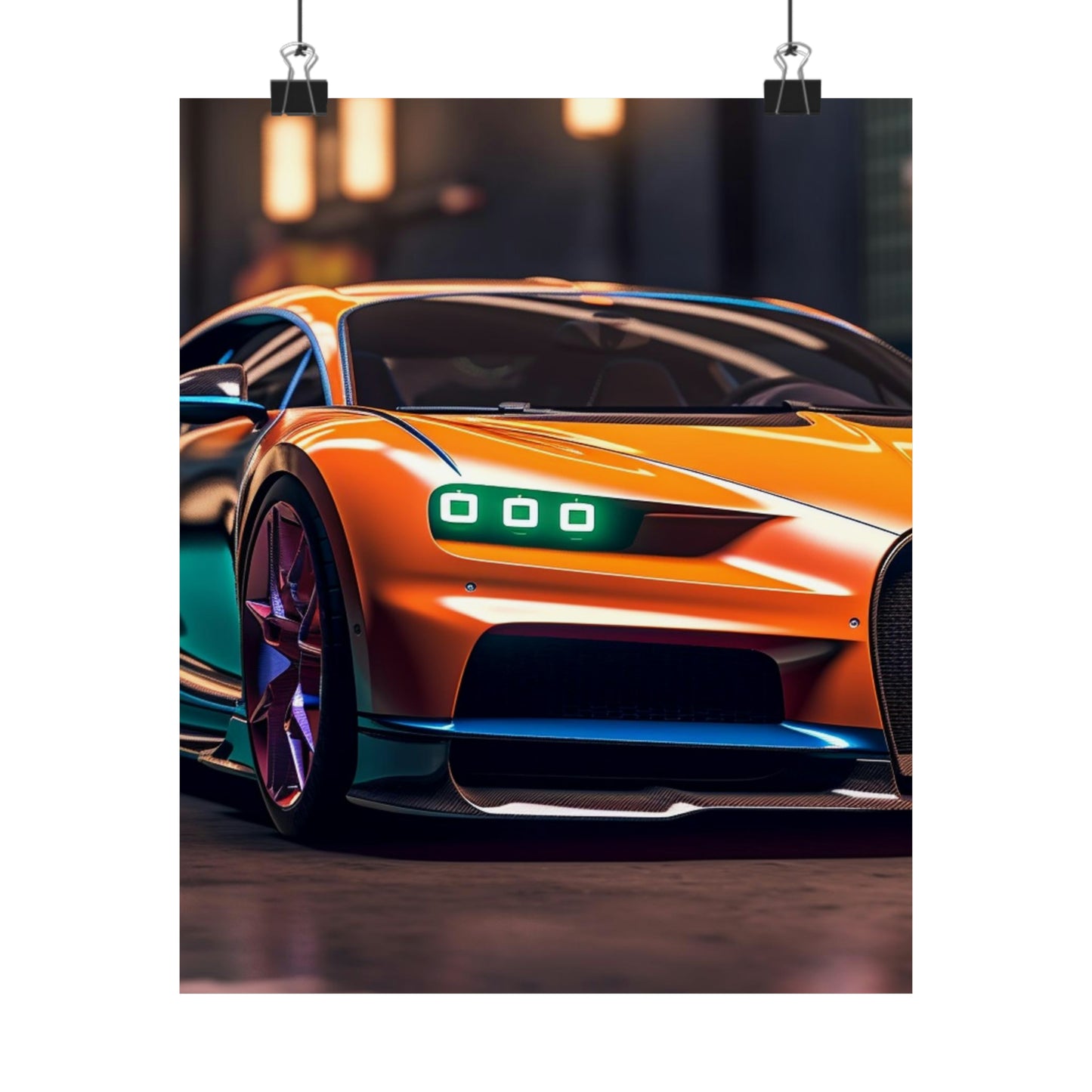 Premium Matte Vertical Posters Hyper Bugatti Neon Chiron 1