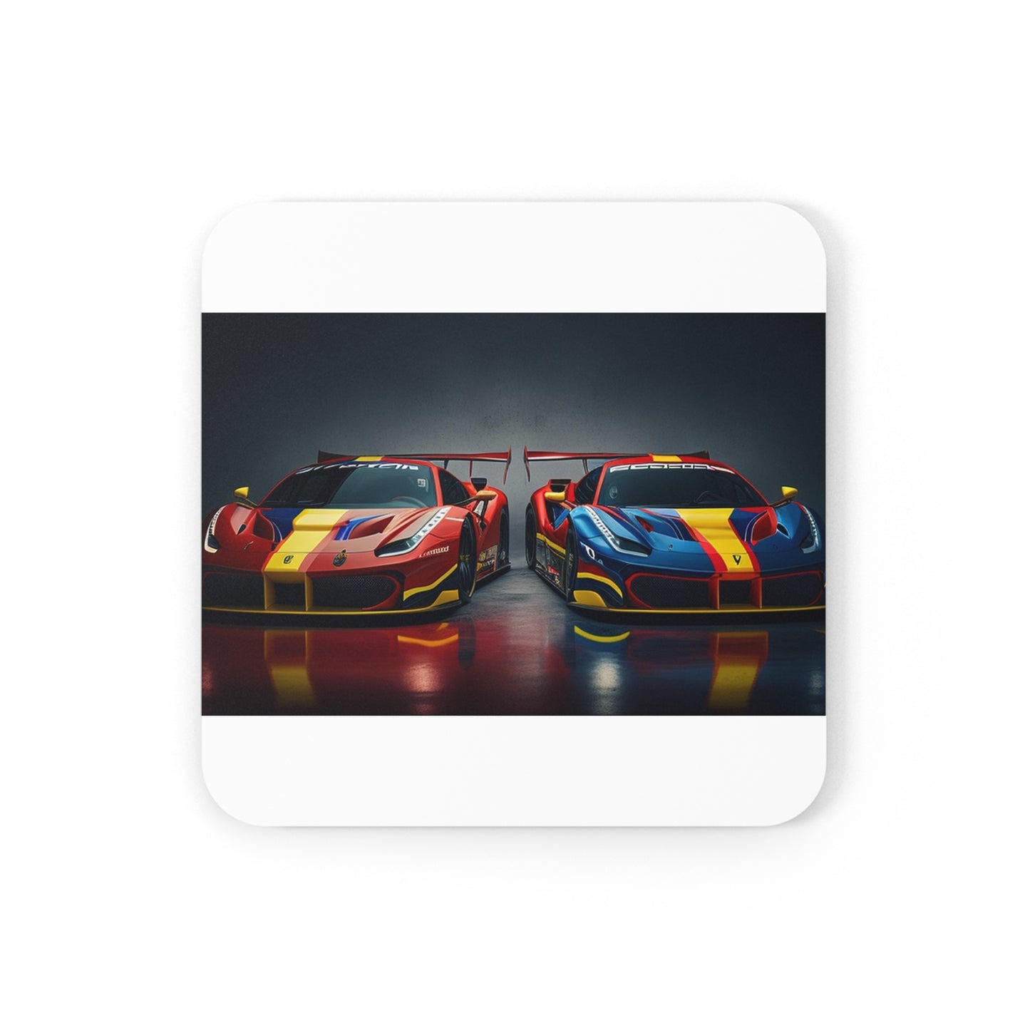 Corkwood Coaster Set Ferrari Red Blue 4