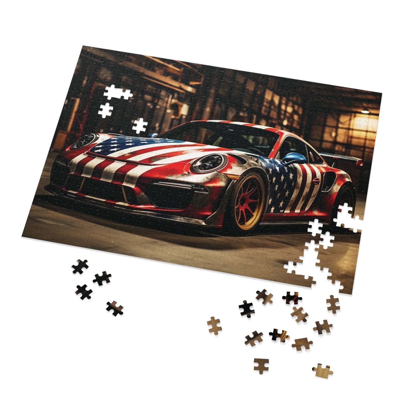 Jigsaw Puzzle (30, 110, 252, 500,1000-Piece) American Flag Porsche 4