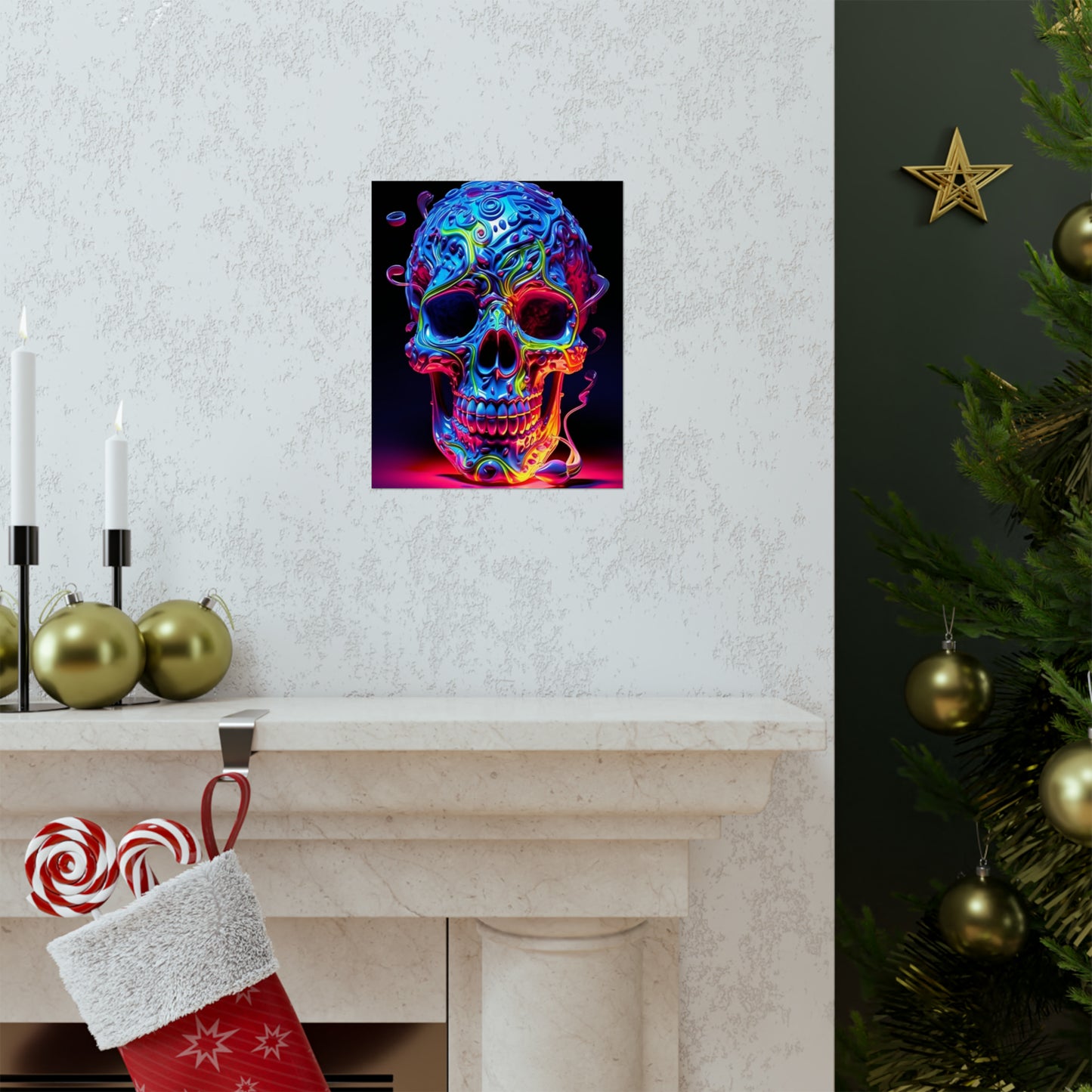 Premium Matte Vertical Posters Macro Skull Color 3