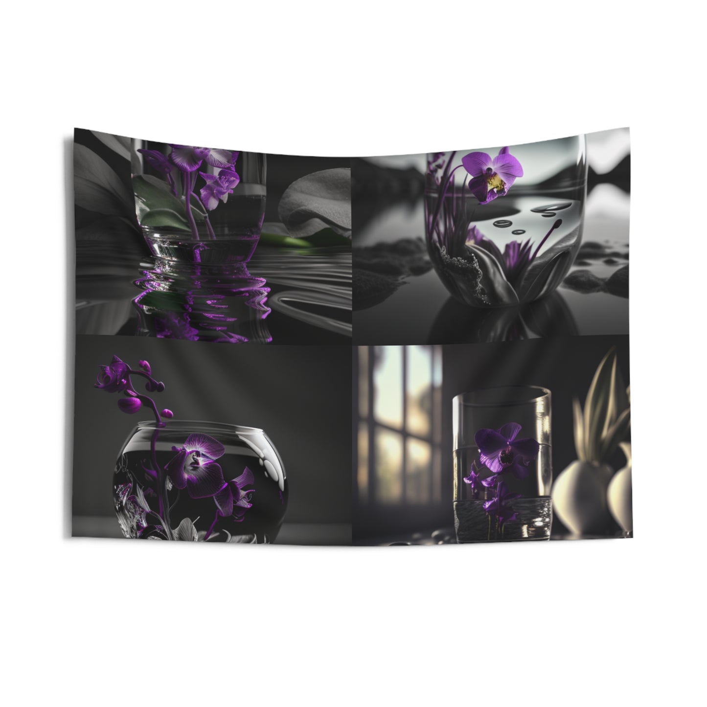 Indoor Wall Tapestries Purple Orchid Glass vase 5