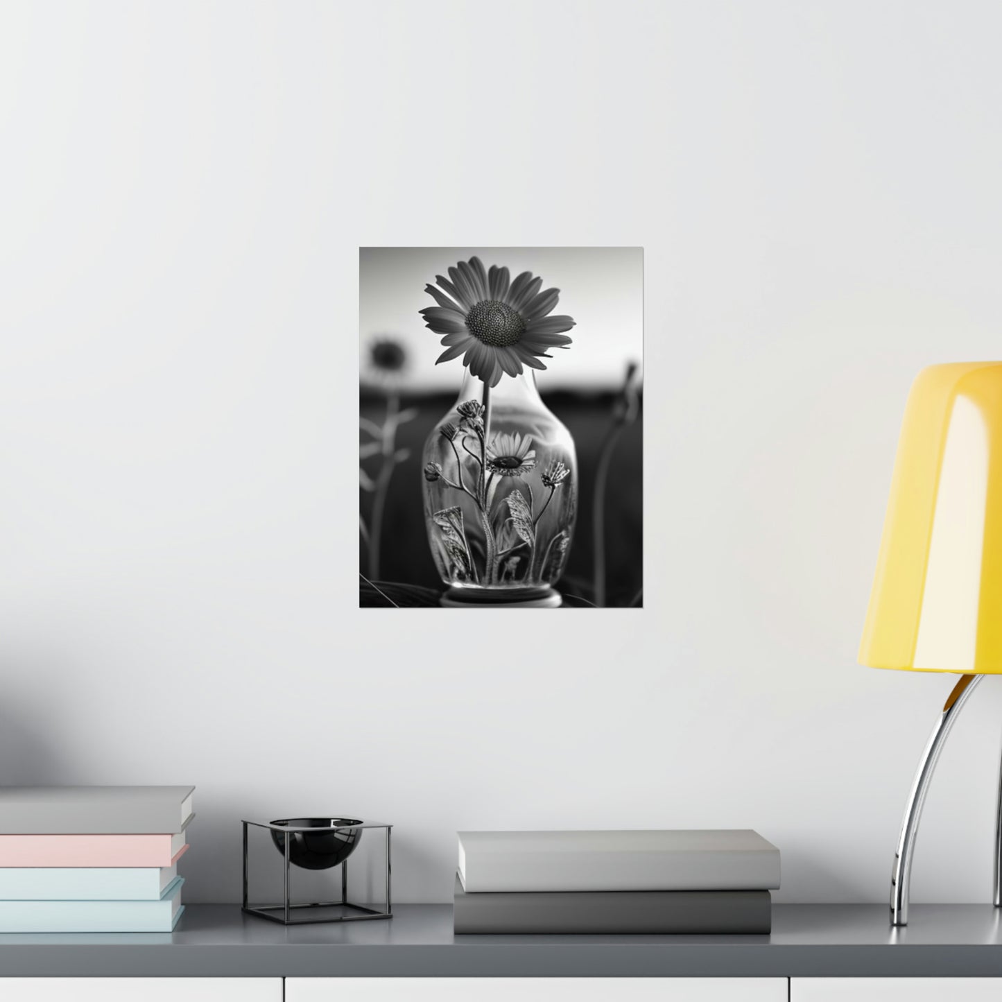 Premium Matte Vertical Posters Yellw Sunflower in a vase 2