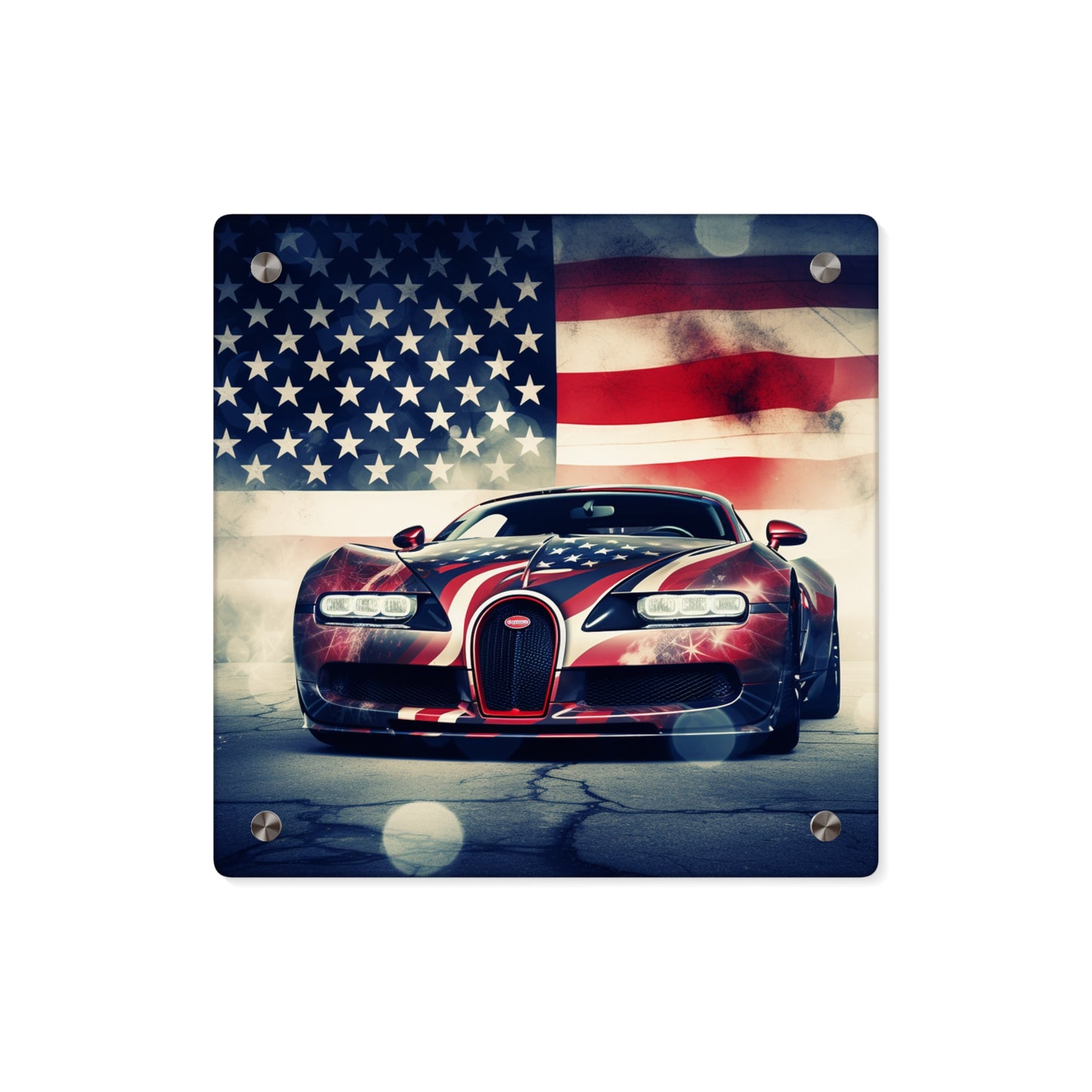 Acrylic Wall Art Panels Abstract American Flag Background Bugatti 1