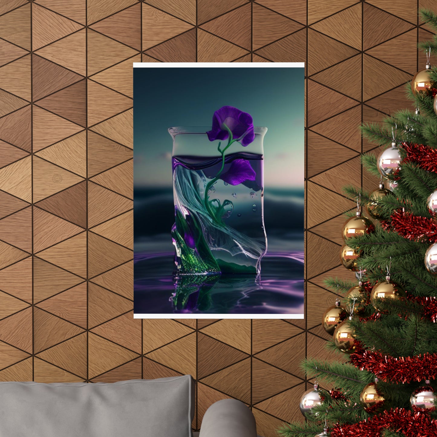 Premium Matte Vertical Posters Purple Sweet pea in a vase 3