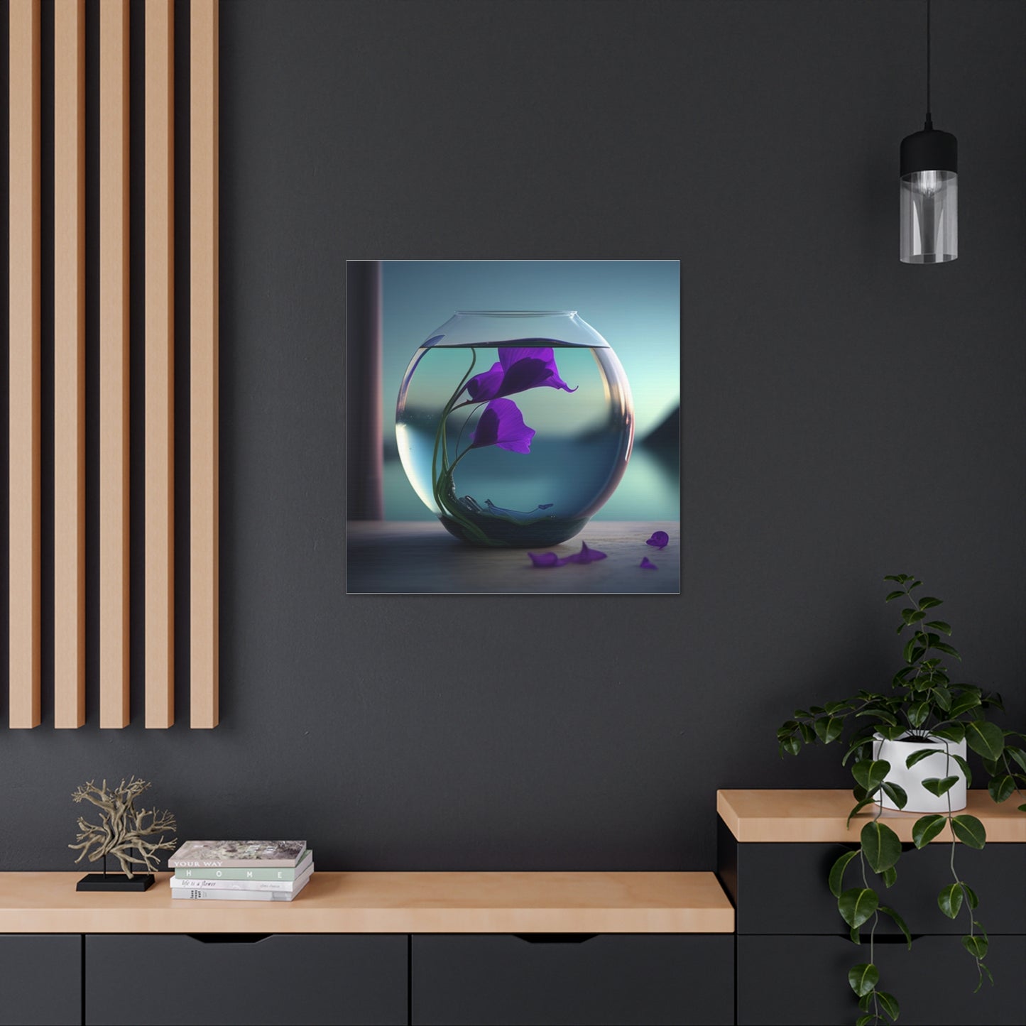 Canvas Gallery Wraps Purple Sweet pea in a vase 2