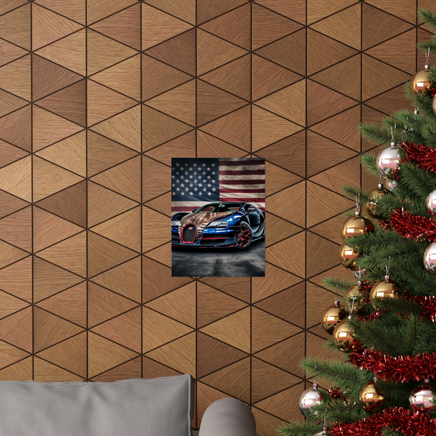 Premium Matte Vertical Posters Bugatti American Flag 4