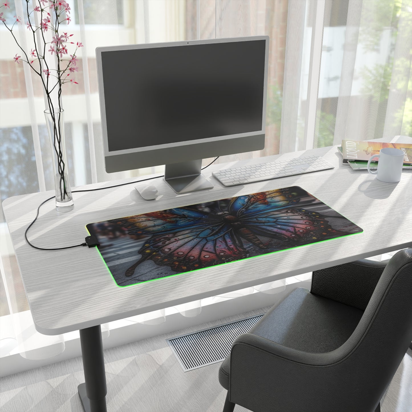 LED Gaming Mouse Pad Liquid Street Butterfly 4