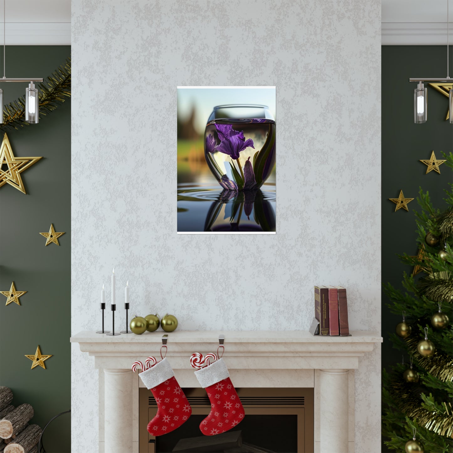 Premium Matte Vertical Posters Purple Iris in a vase 3