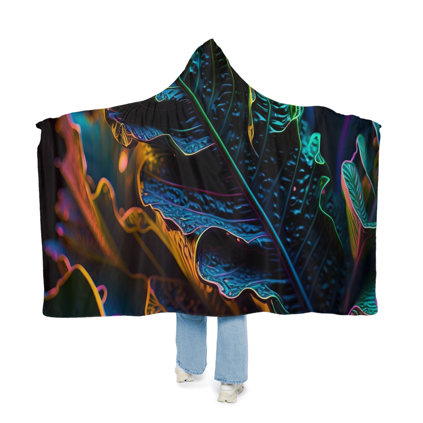 Snuggle Hooded Blanket Florescent Skull Death 4