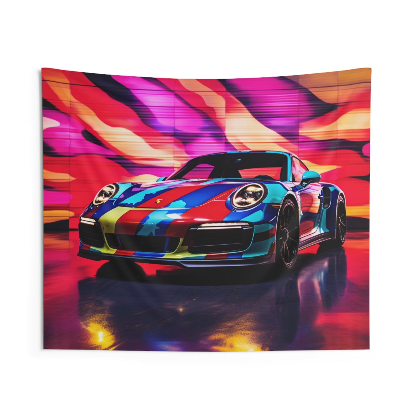 Indoor Wall Tapestries Macro American Flag Porsche 1