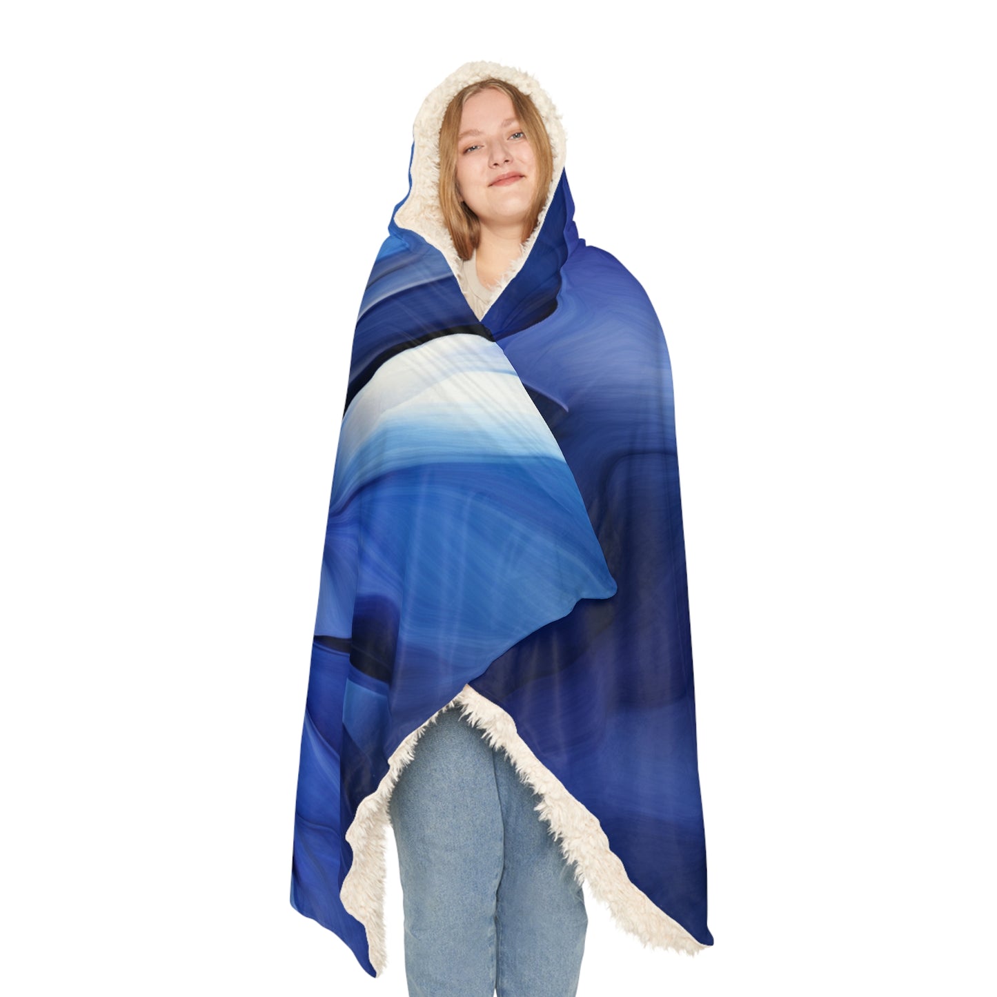 Snuggle Hooded Blanket Abstract Blue Tulip 3