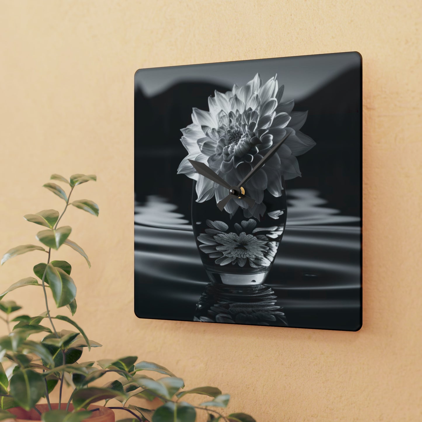 Acrylic Wall Clock White Dahlia 4