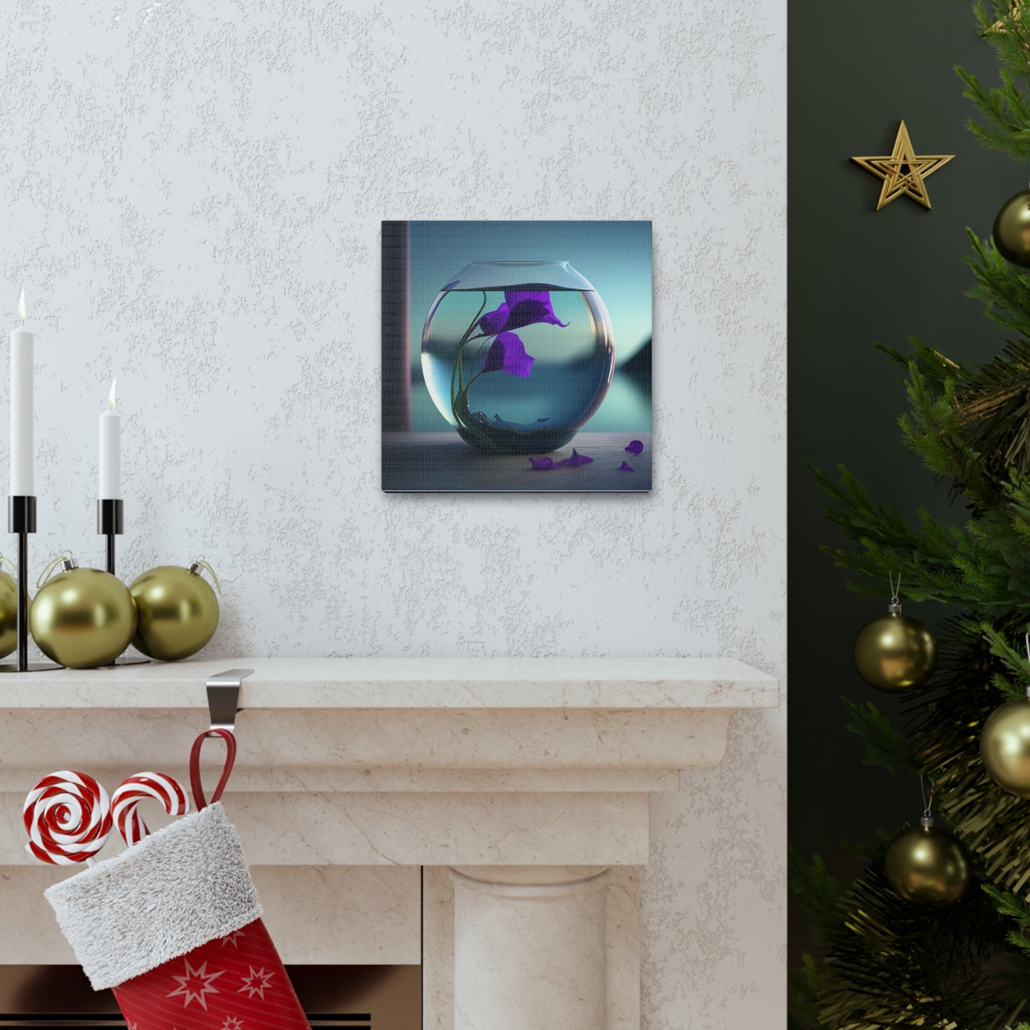 Canvas Gallery Wraps Purple Sweet pea in a vase 2