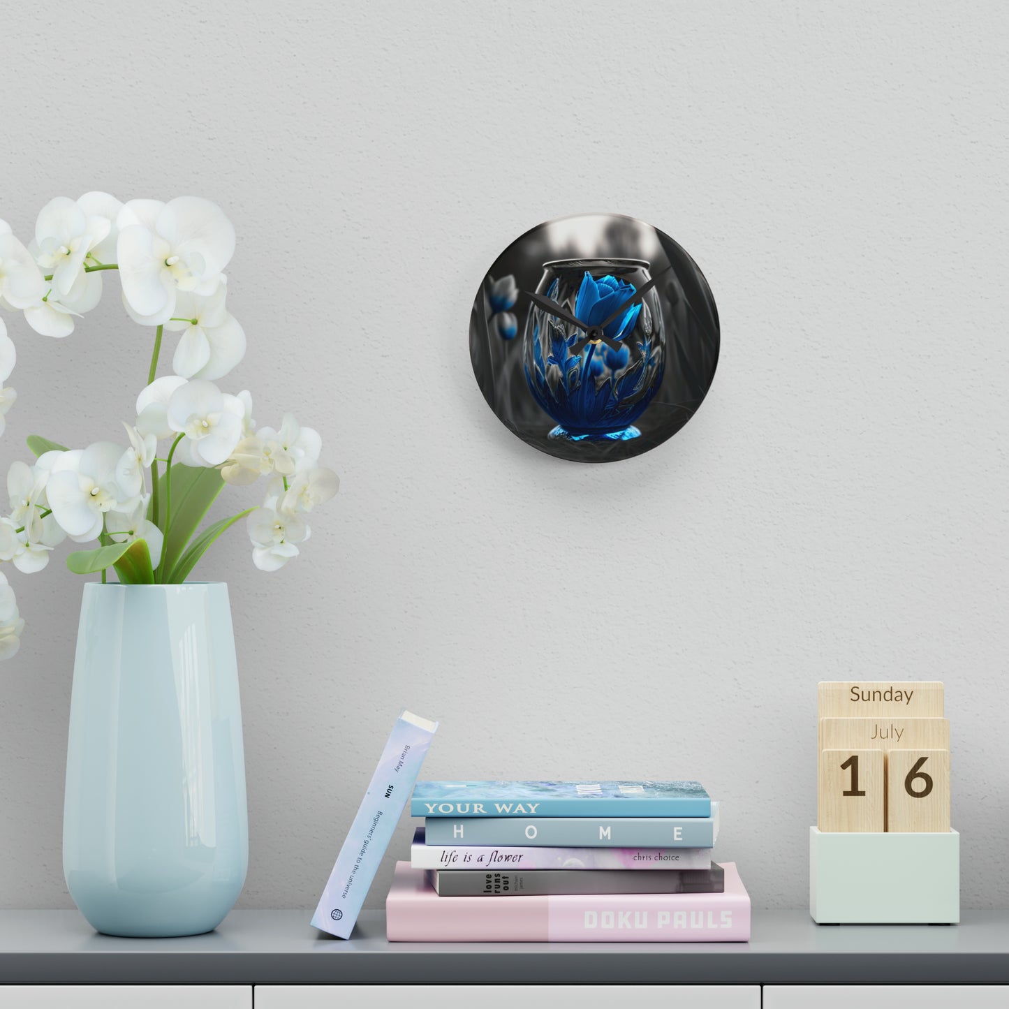 Acrylic Wall Clock Tulip Blue 2