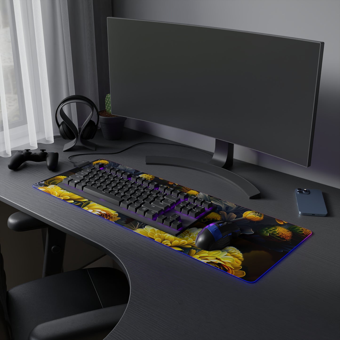 LED Gaming Mouse Pad Yellow Hermosas Flores Amarillas 5