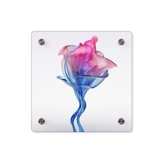 Acrylic Wall Art Panels Pink & Blue Tulip Rose 4