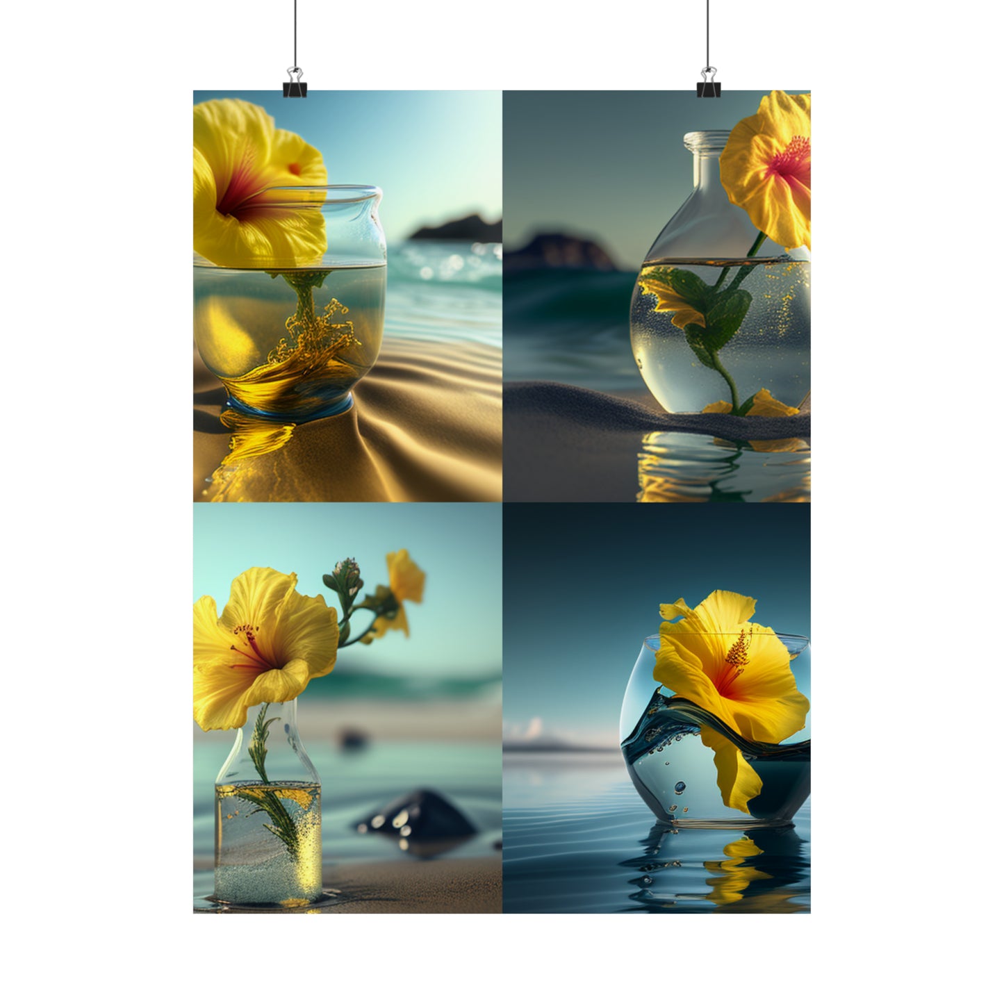 Premium Matte Vertical Posters Yellow Hibiscus glass 5