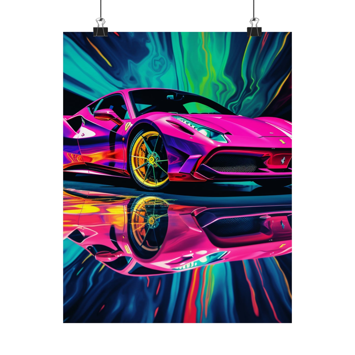 Premium Matte Vertical Posters Pink Ferrari Macro 4