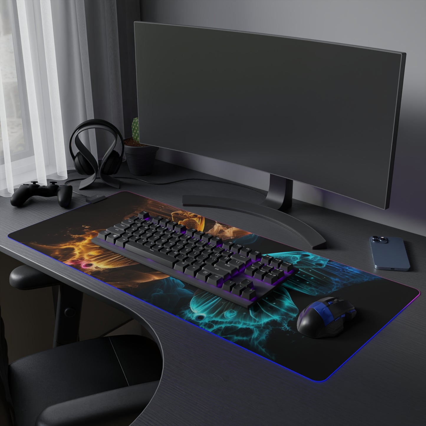 LED Gaming Mouse Pad Kiss Neon Butterfly 9