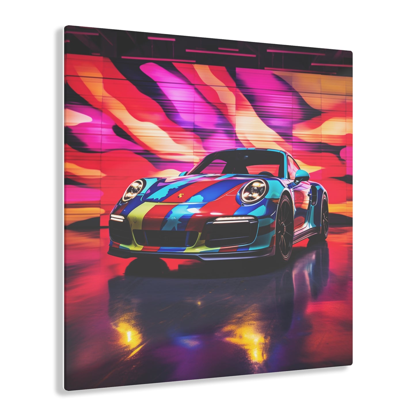 Acrylic Prints Macro American Flag Porsche 1