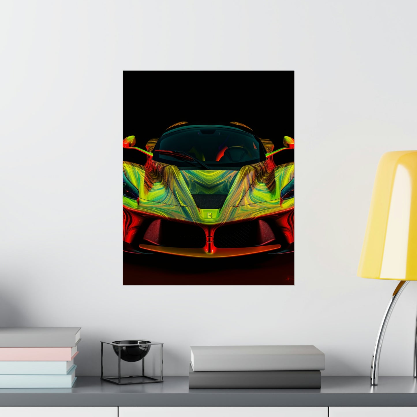 Premium Matte Vertical Posters Ferrari Neon 1