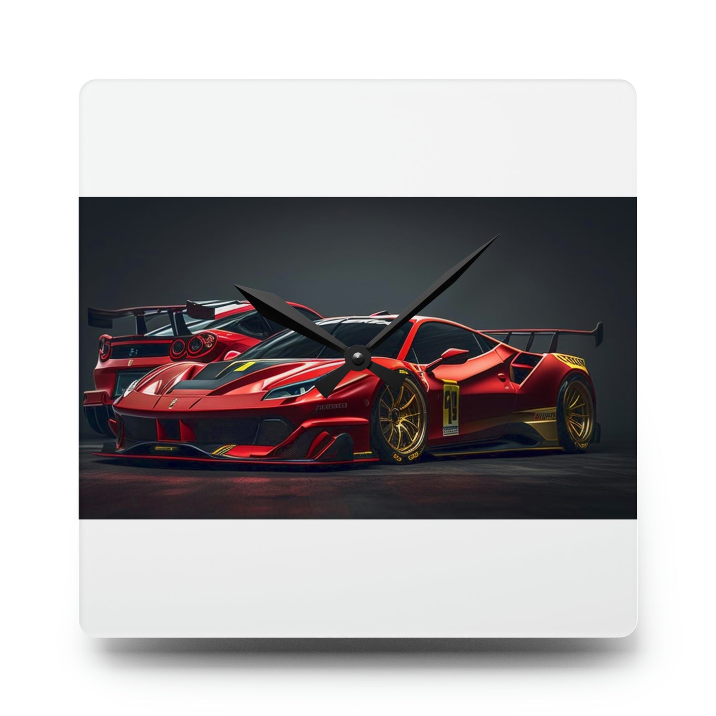 Acrylic Wall Clock Ferrari Red 3