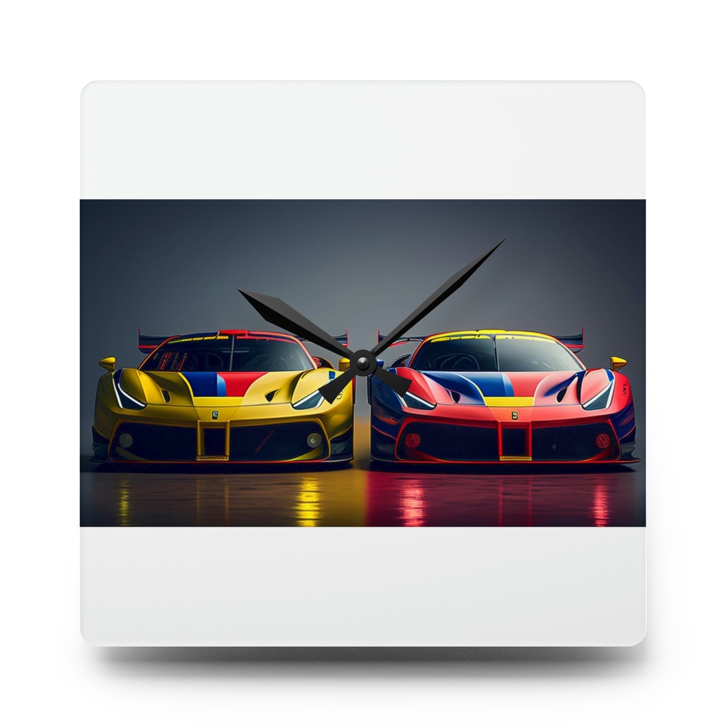 Acrylic Wall Clock Ferrari Red Blue 1