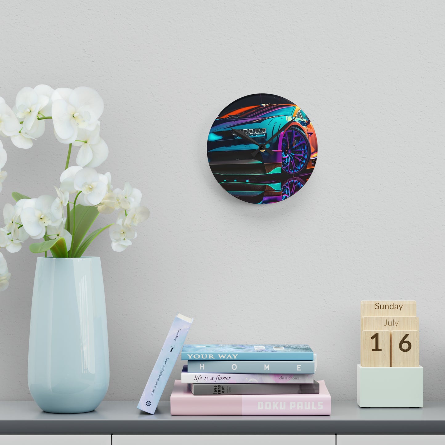 Acrylic Wall Clock Bugatti Neon Chiron 1