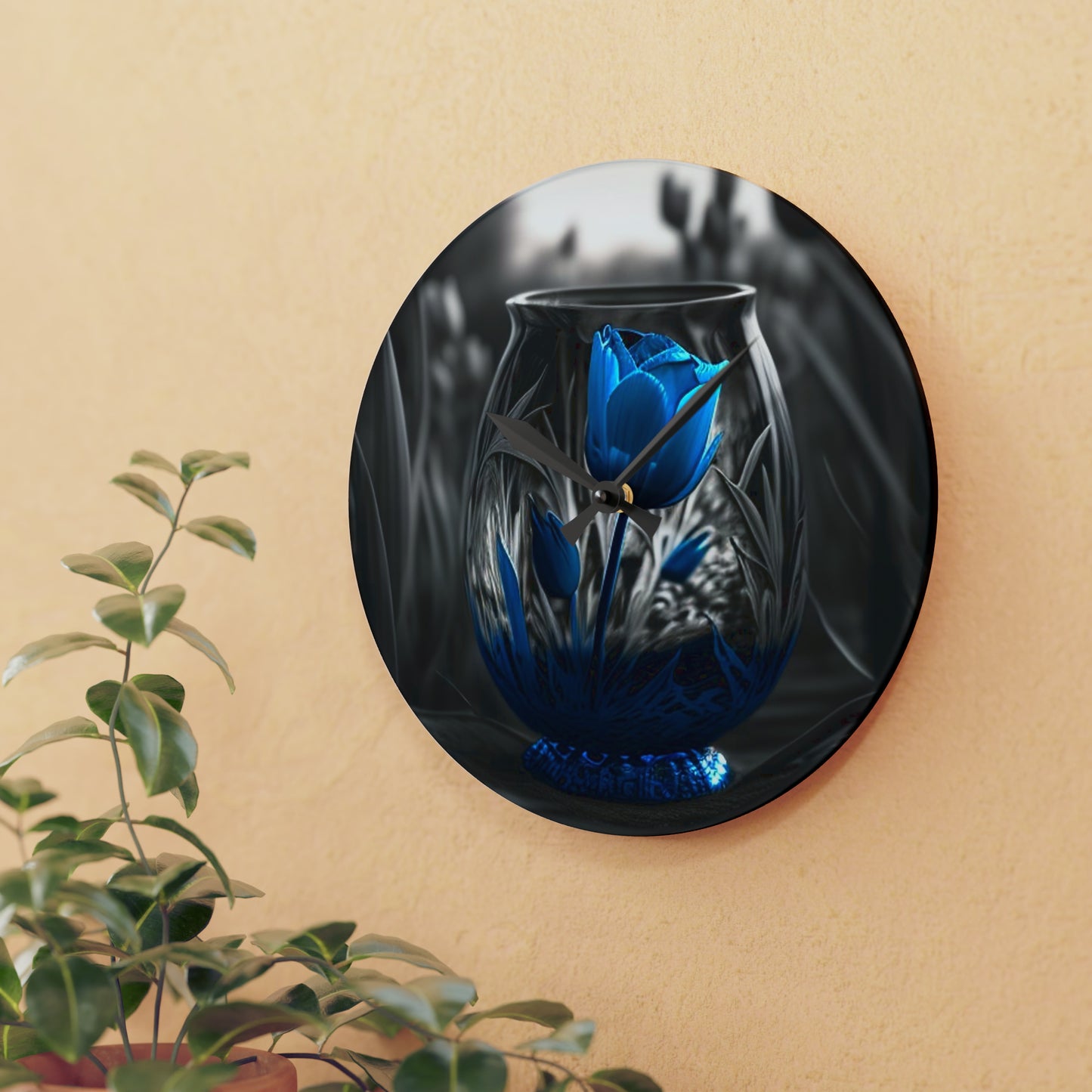 Acrylic Wall Clock Tulip Blue 3