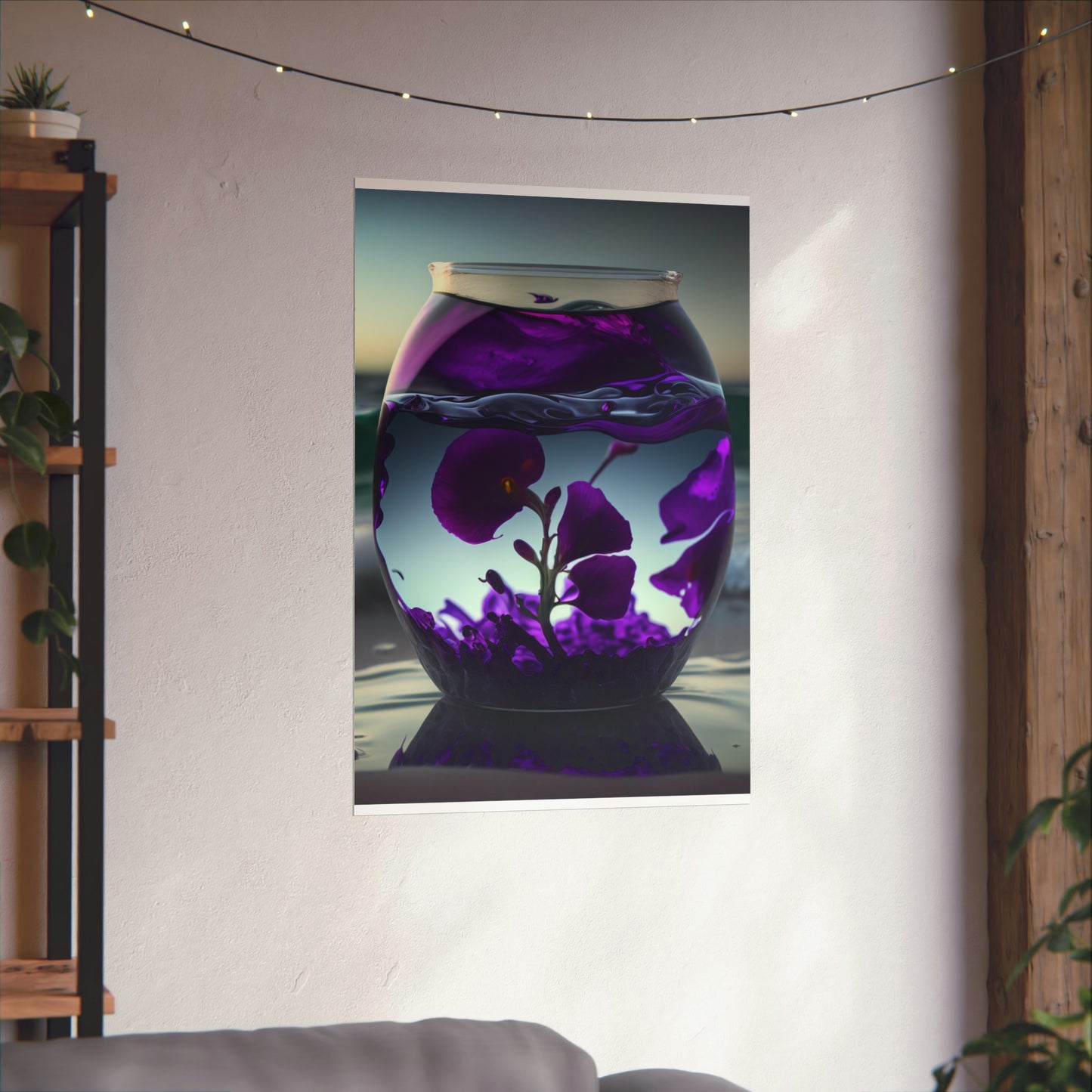 Premium Matte Vertical Posters Purple Sweet pea in a vase 4