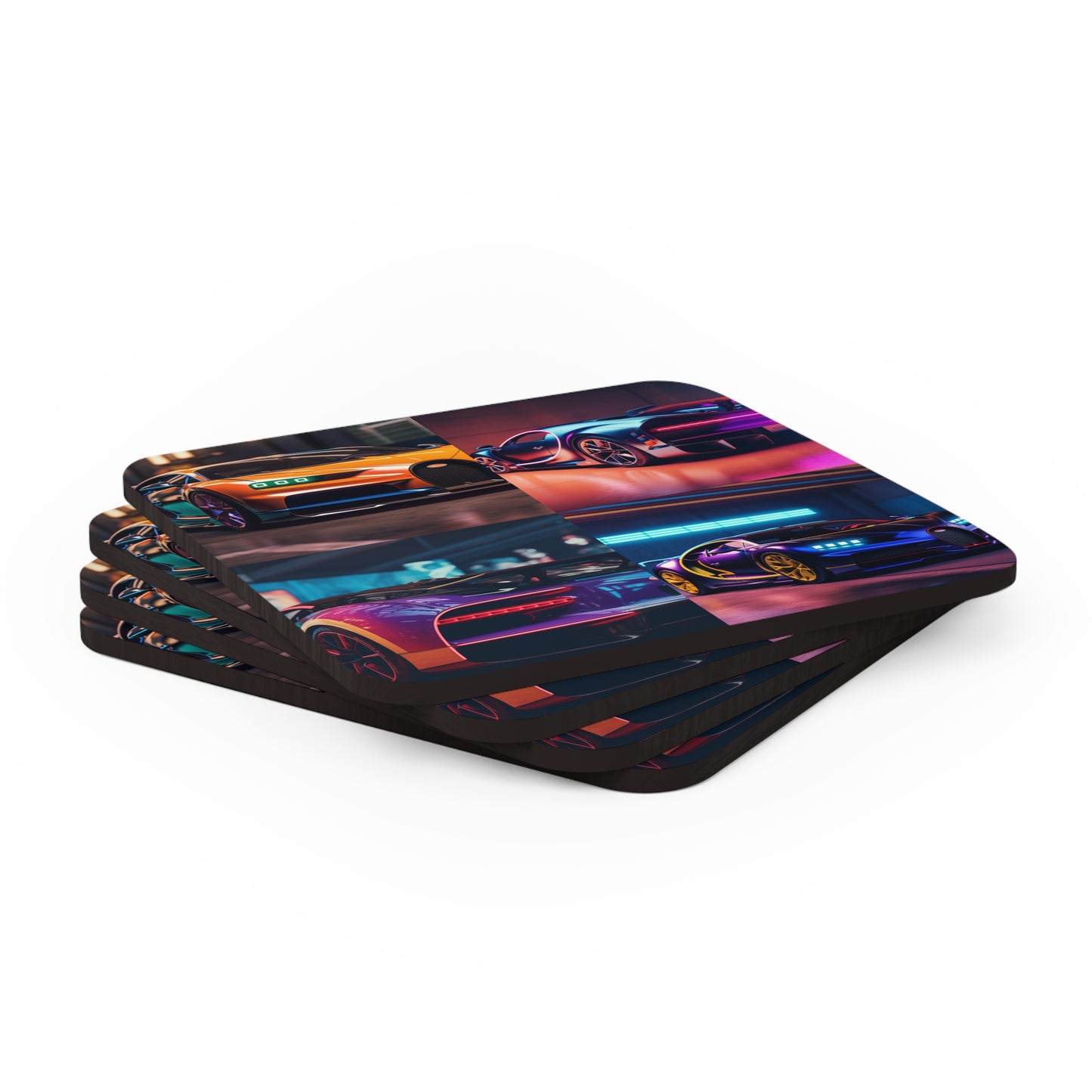 Corkwood Coaster Set Hyper Bugatti Neon Chiron 5