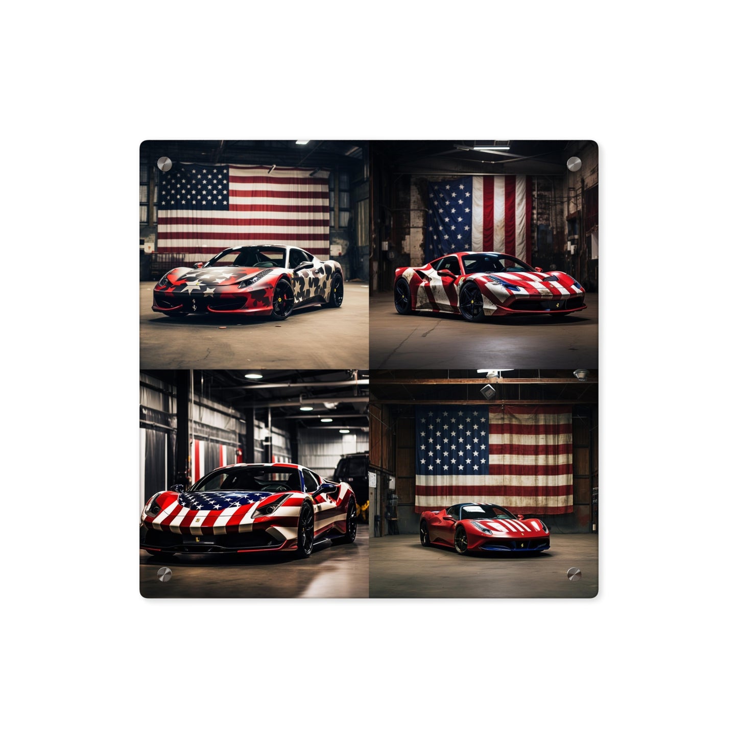 Acrylic Wall Art Panels American Flag Farrari 5