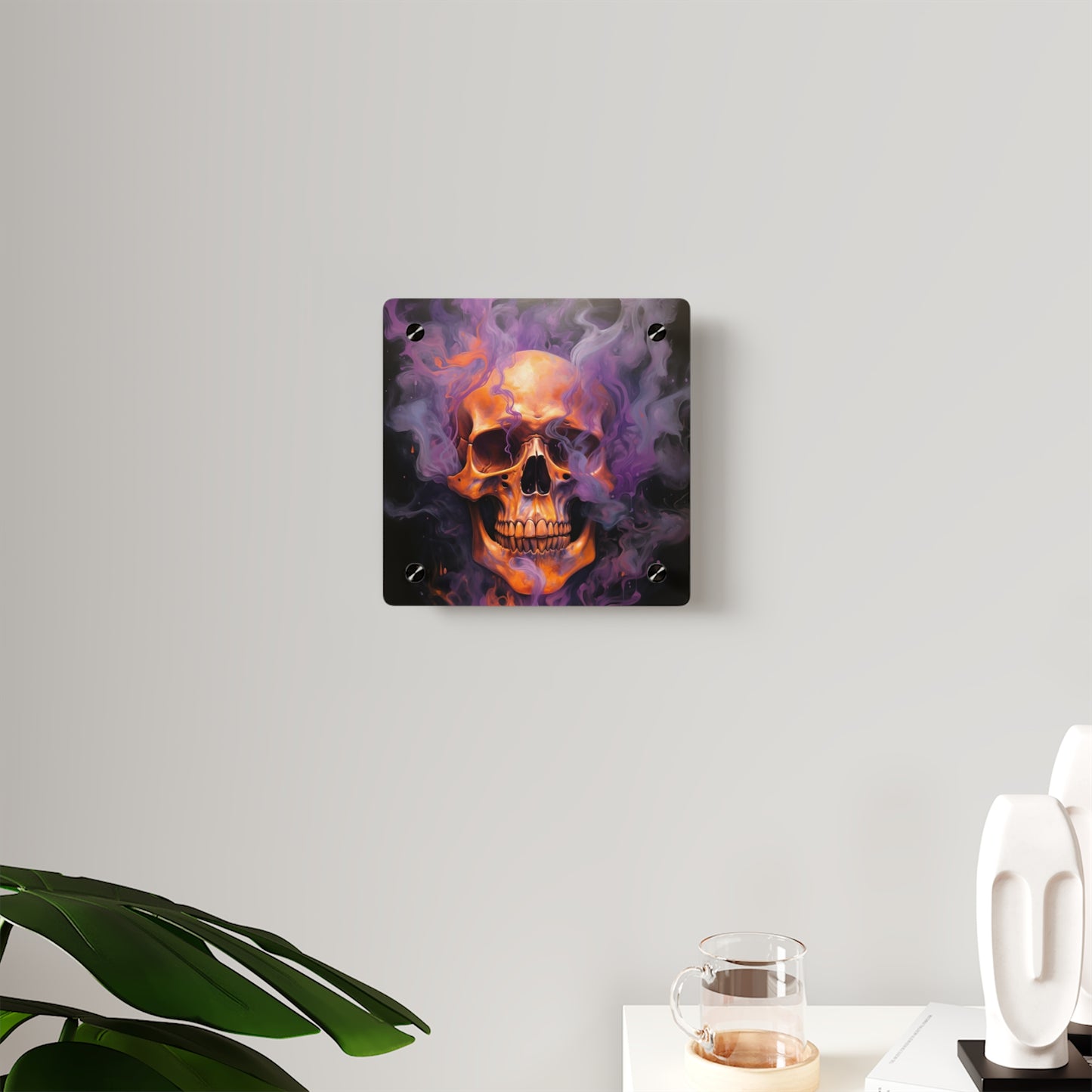 Acrylic Wall Art Panels Skull Flames 4